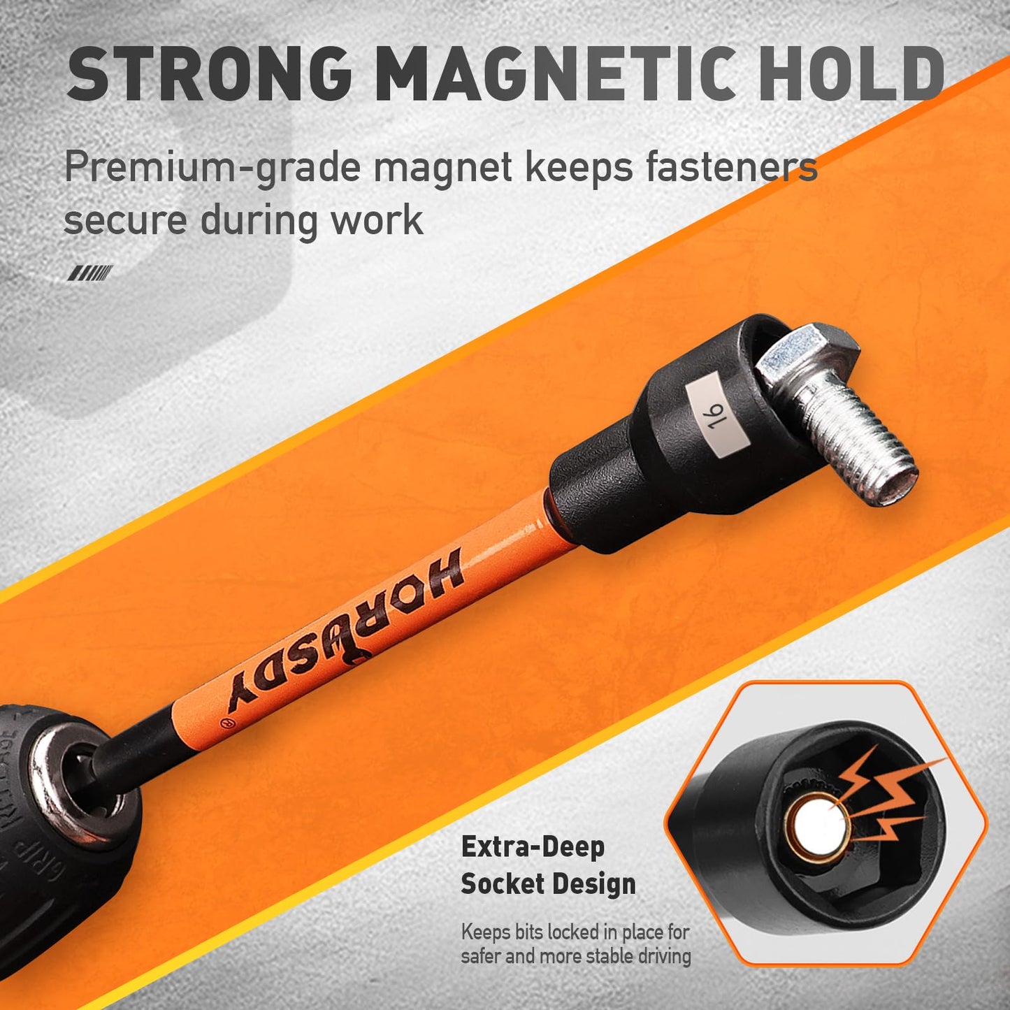 HORUSDY 60-Piece Magnetic Nut Driver Set with 6-in-1 Ratcheting Screwdriver NEW