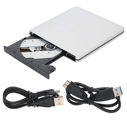 External USB 3.0 Portable CD/VCD Burner Rewriter Optical Disc Drive Silver DEMO