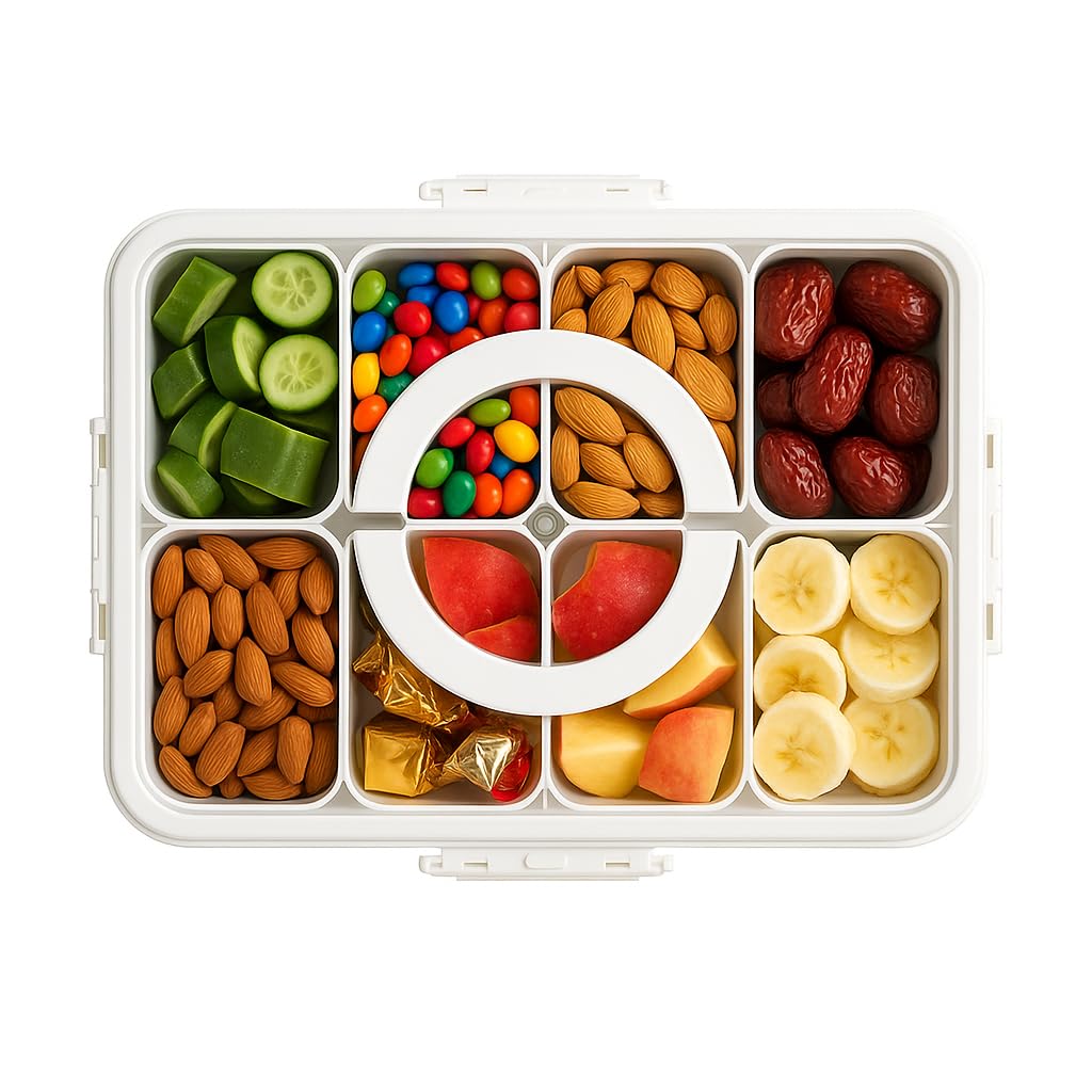 Corali 8-Compartment Bento Lunch Box Divided Serving Tray BPA-Free White NEW