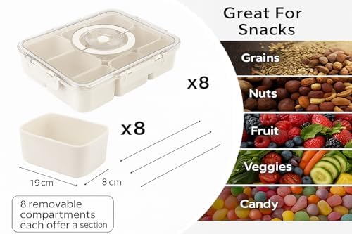 Corali 8-Compartment Bento Lunch Box Divided Serving Tray BPA-Free White NEW