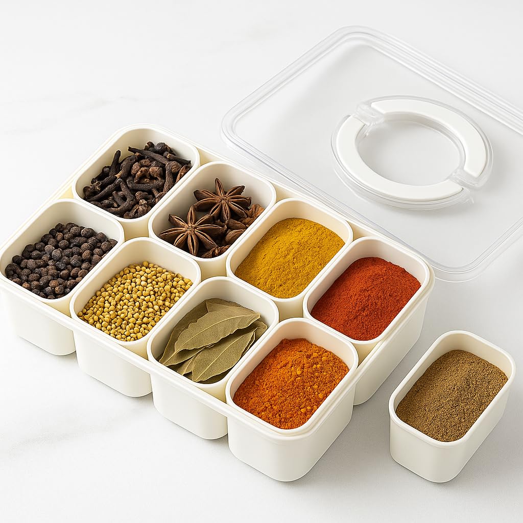 Corali 8-Compartment Bento Lunch Box Divided Serving Tray BPA-Free White NEW