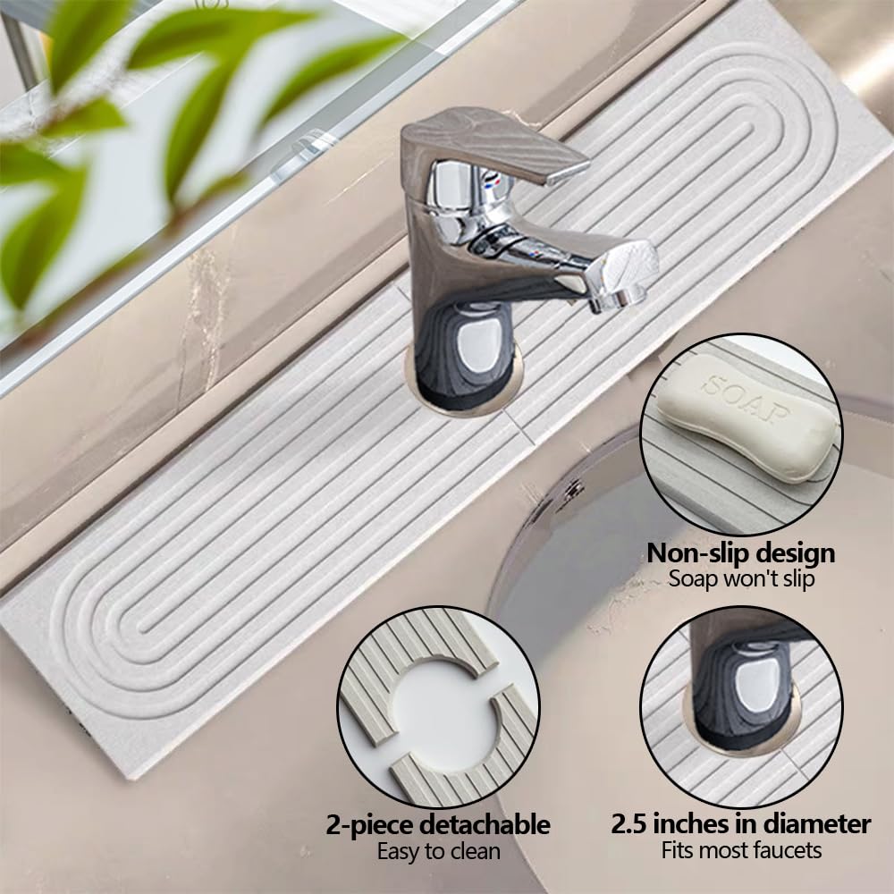 Diatomite Quick Dry Non-Slip White Kitchen Rug 59.9 x 9.9 cm NEW
