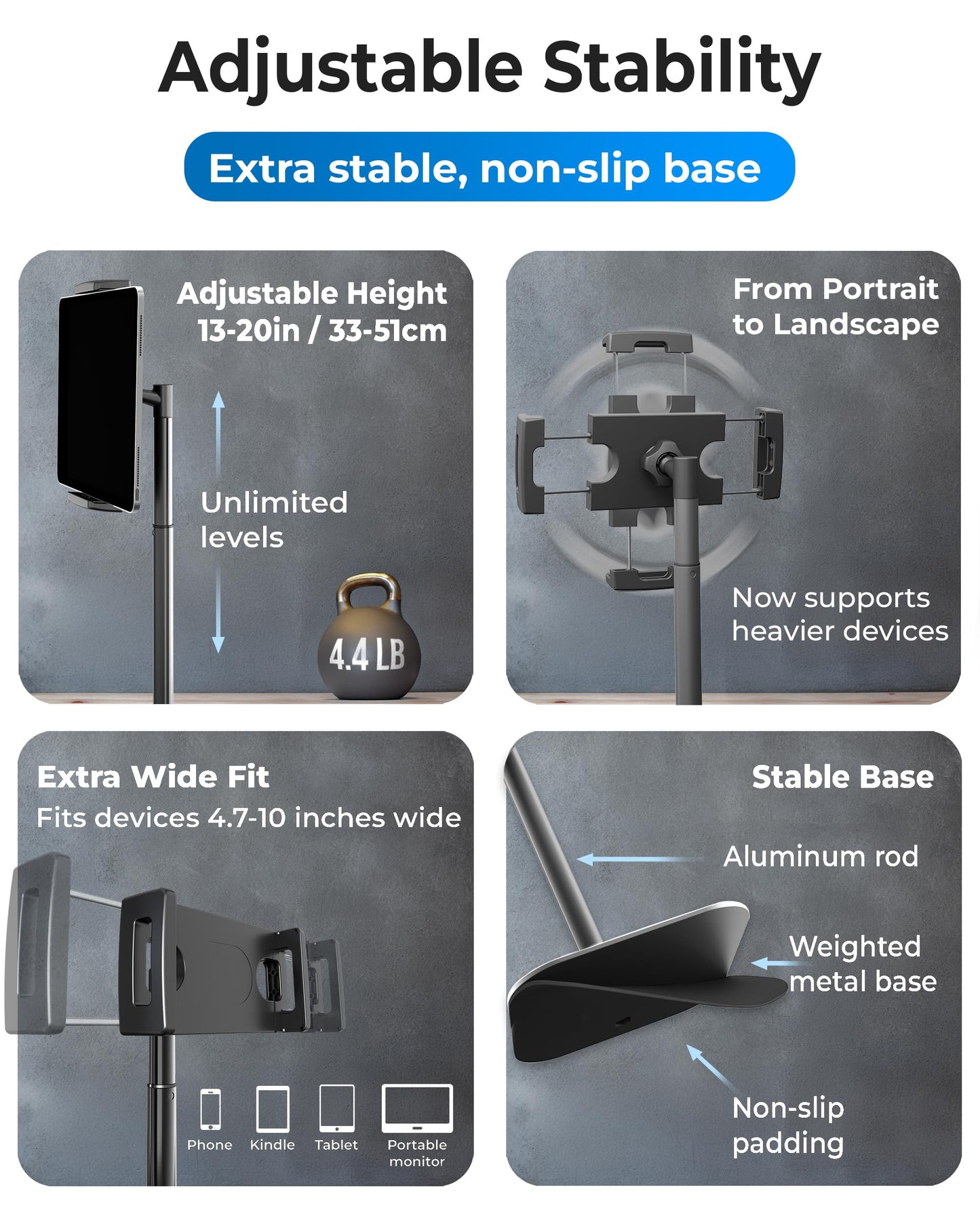 Cooper Black Stands Monitor Stand Holder for Desks up to 17" Tall DEMO