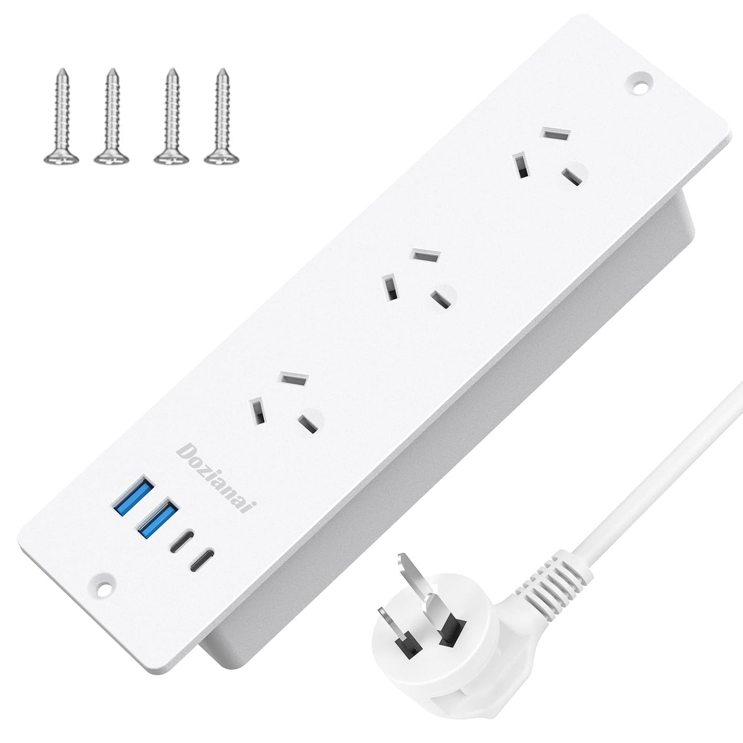 Dozianai Power Strip with 3 Outlets and 4 USB Ports (2 USB-C, 2 USB-A) DEMO