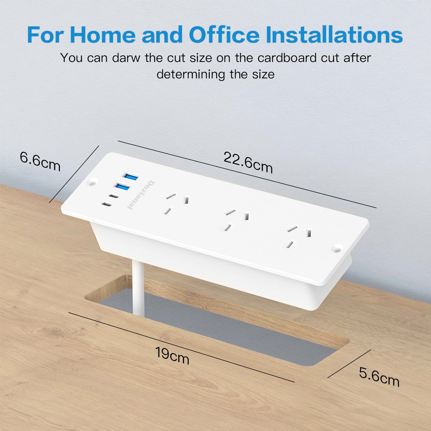 Dozianai Power Strip with 3 Outlets and 4 USB Ports (2 USB-C, 2 USB-A) DEMO