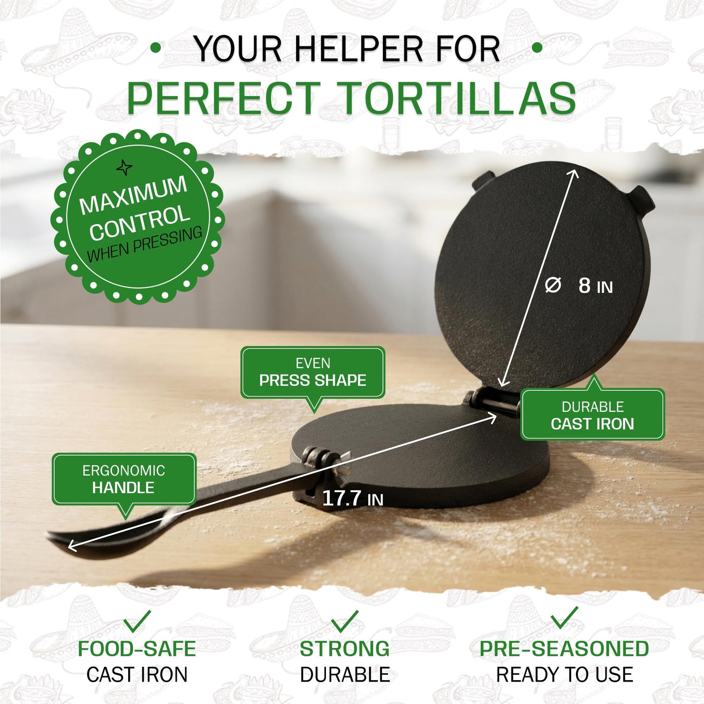 Tortillada 20cm Speciality Appliances Cast Iron Tortilla Press Specialty NEW