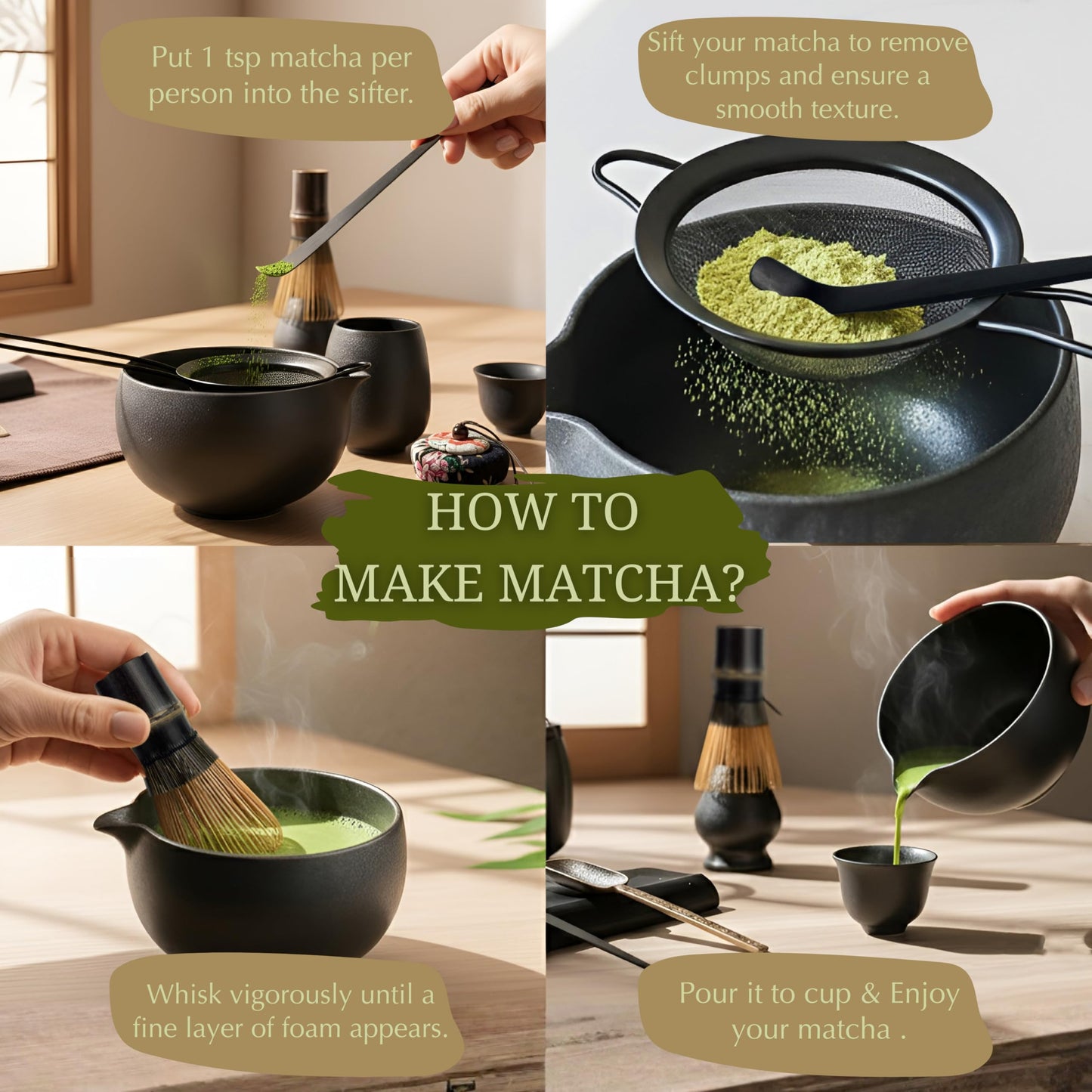Zenso Premium Tea Sets 10 Piece Japanese Tea Ceremony Matcha Whisk Set NEW