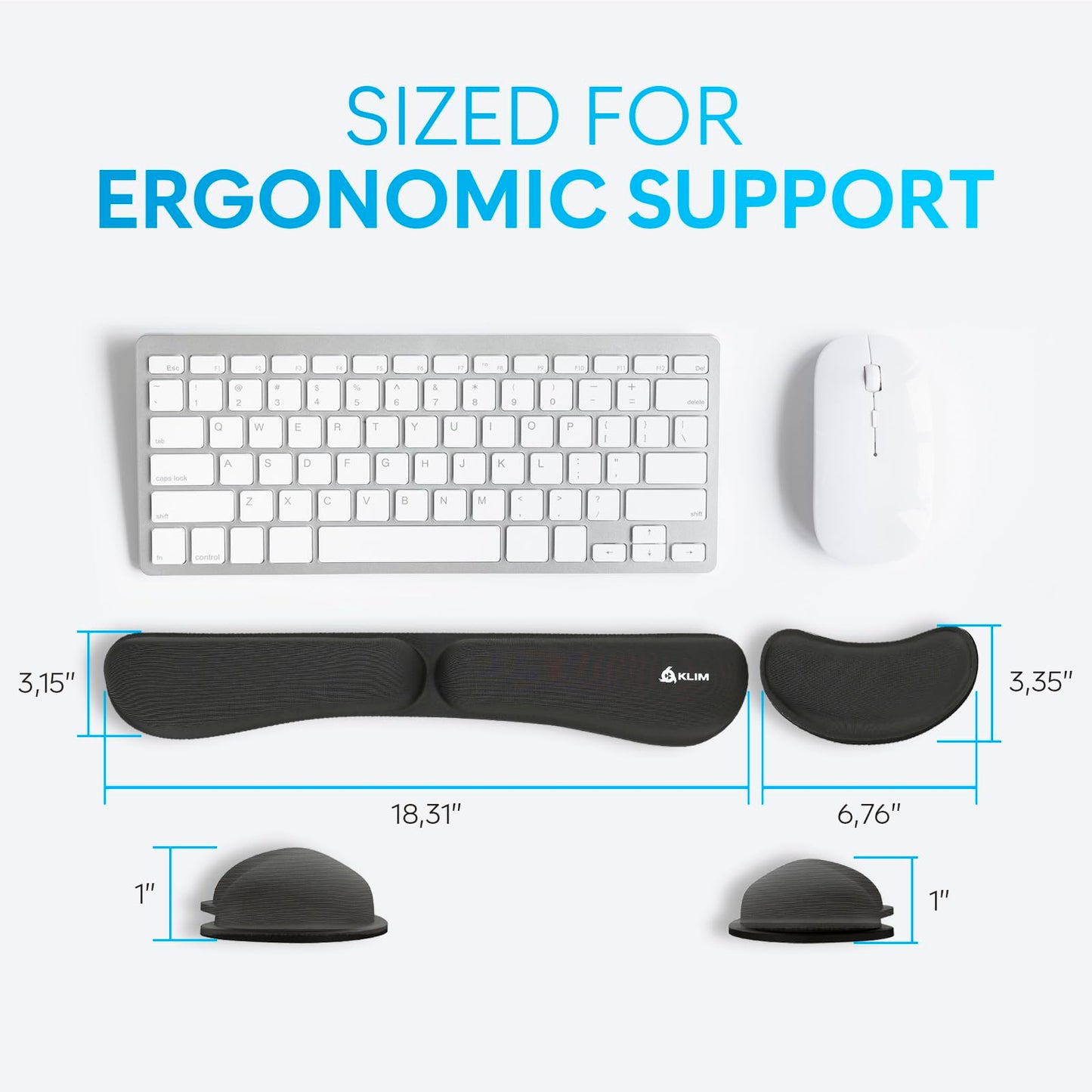 KLIM Ergonomic Memory Foam Keyboard Wrist Rest and Mouse Pad Set Size 46.5 DEMO