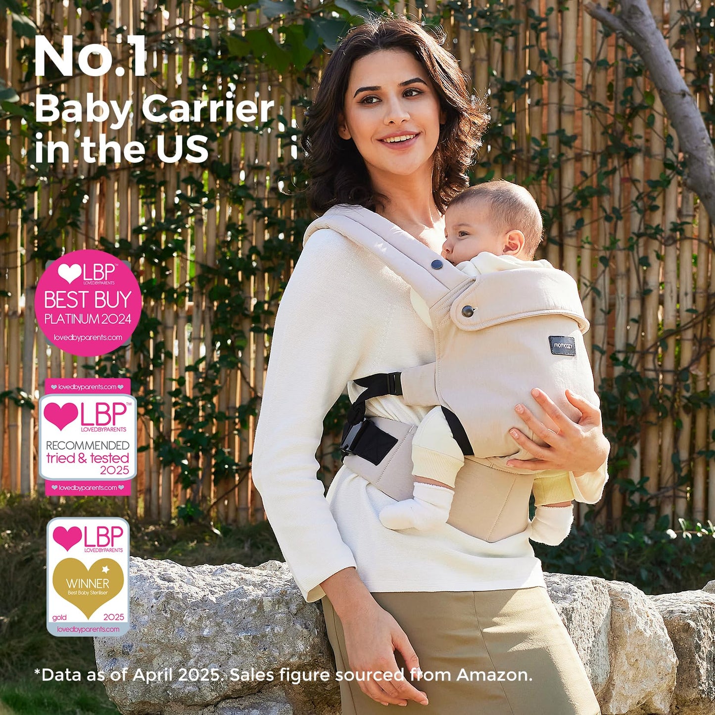 Momcozy Ergonomic Lightweight Baby Carrier for Newborns to Toddlers Khaki DEMO
