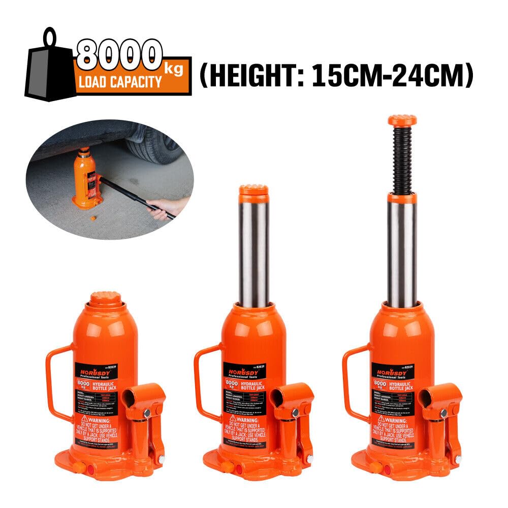 HORUSDY 8 Ton Hydraulic Bottle Jack Heavy Duty Welded Steel Orange Lift DEMO