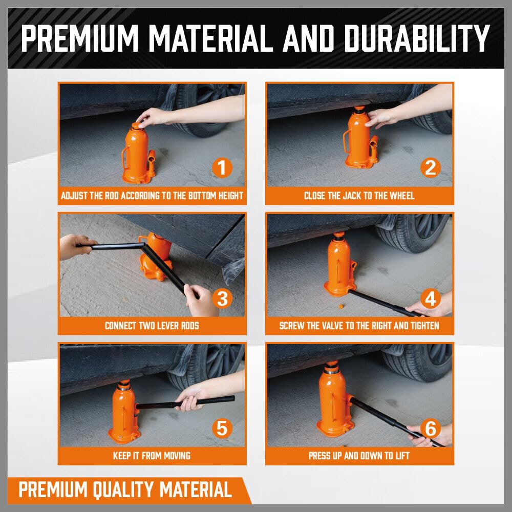 HORUSDY 8 Ton Hydraulic Bottle Jack Heavy Duty Welded Steel Orange Lift DEMO