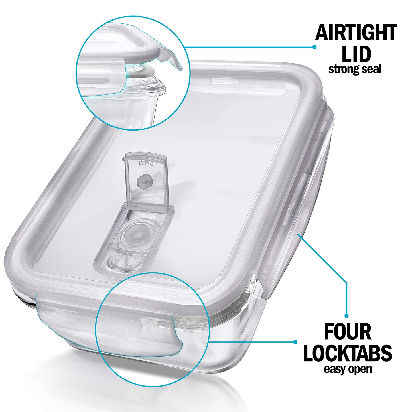 Igluu Meal Prep Borosilicate Glass Container Sets 5 Pcs x 840ml Transparent NEW