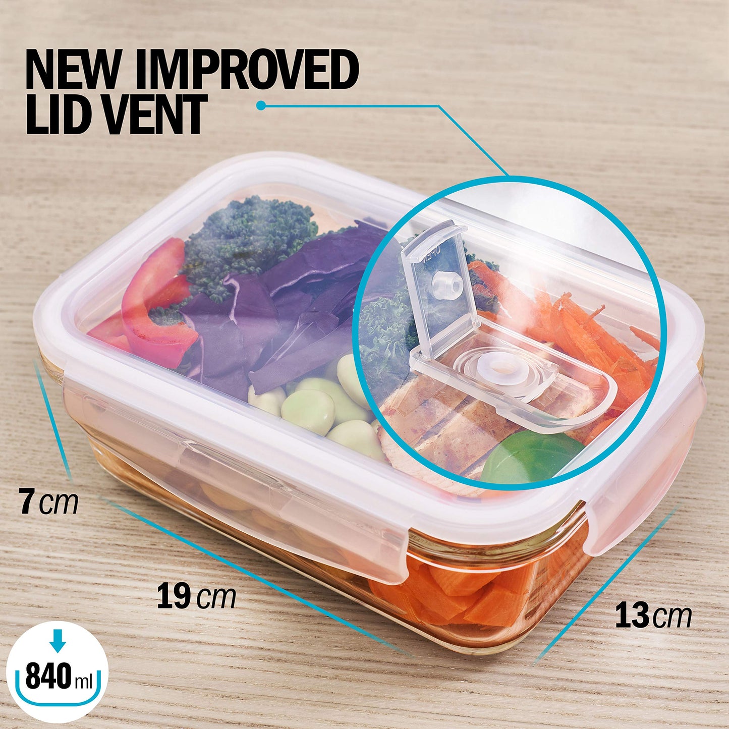 Igluu Meal Prep Borosilicate Glass Container Sets 5 Pcs x 840ml Transparent NEW