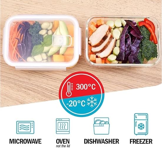 Igluu Meal Prep Borosilicate Glass Container Sets 5 Pcs x 840ml Transparent NEW