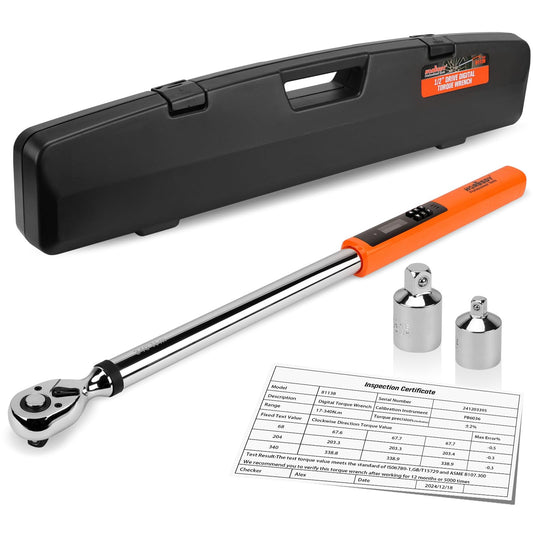 HORUSDY 1/2" Digital Torque Wrench, 25-250 Ft-lb, 2% Accurate, Orange, for DEMO