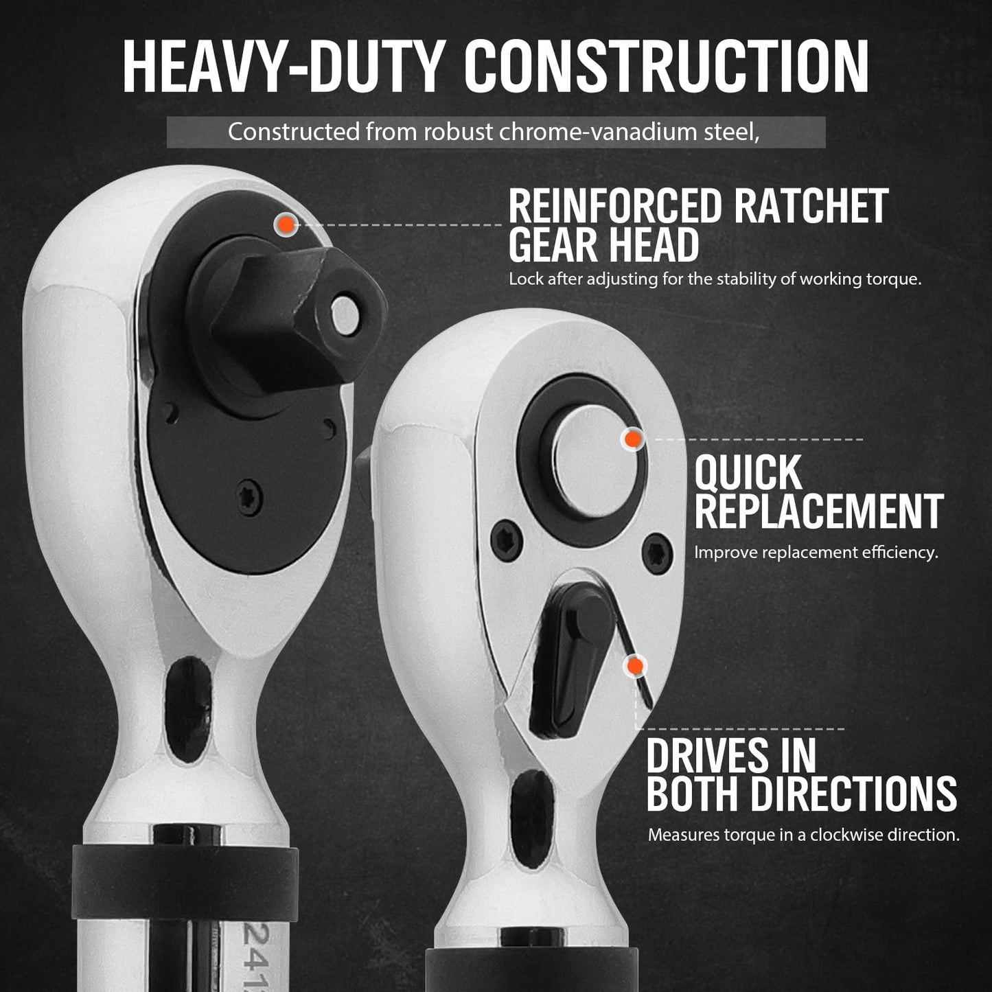 HORUSDY 1/2" Digital Torque Wrench, 25-250 Ft-lb, 2% Accurate, Orange, for DEMO