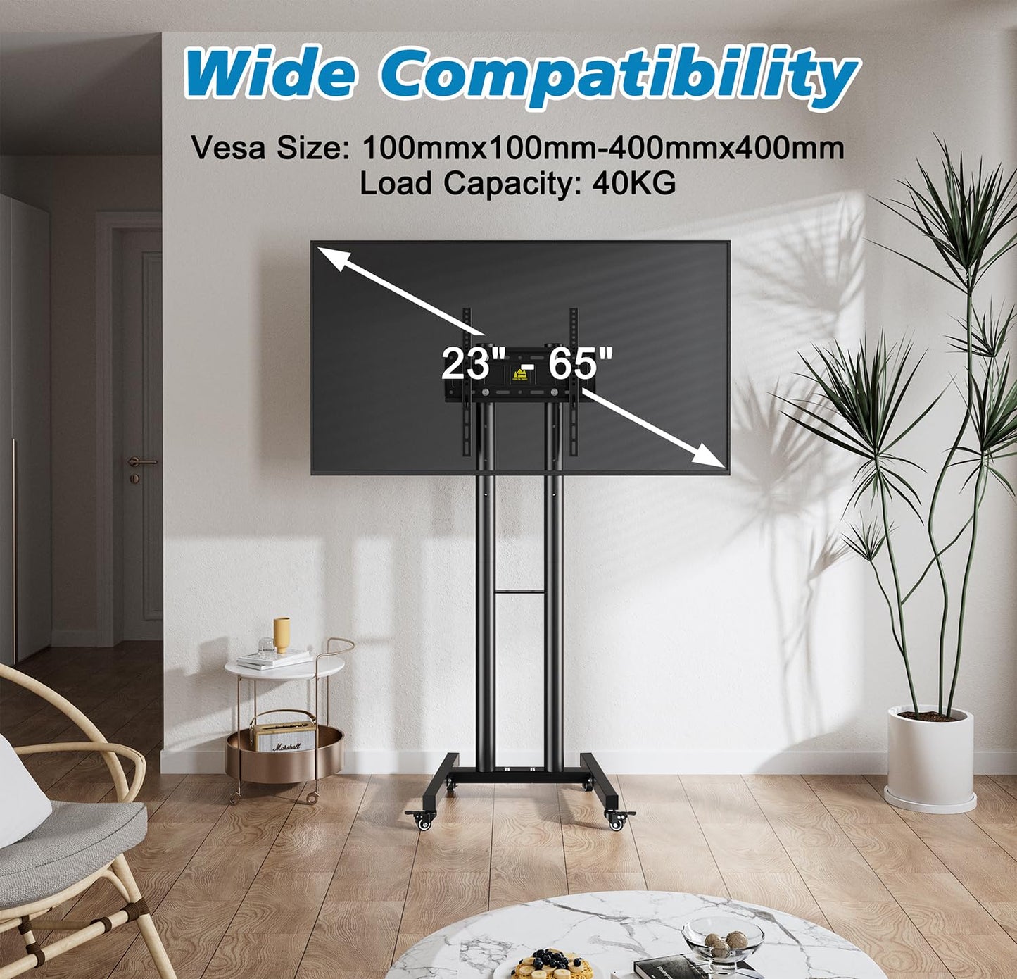 FORGING MOUNT TV Cart for 23-60 Inch Flat Curved Screen TVs Holds 40kg NEW
