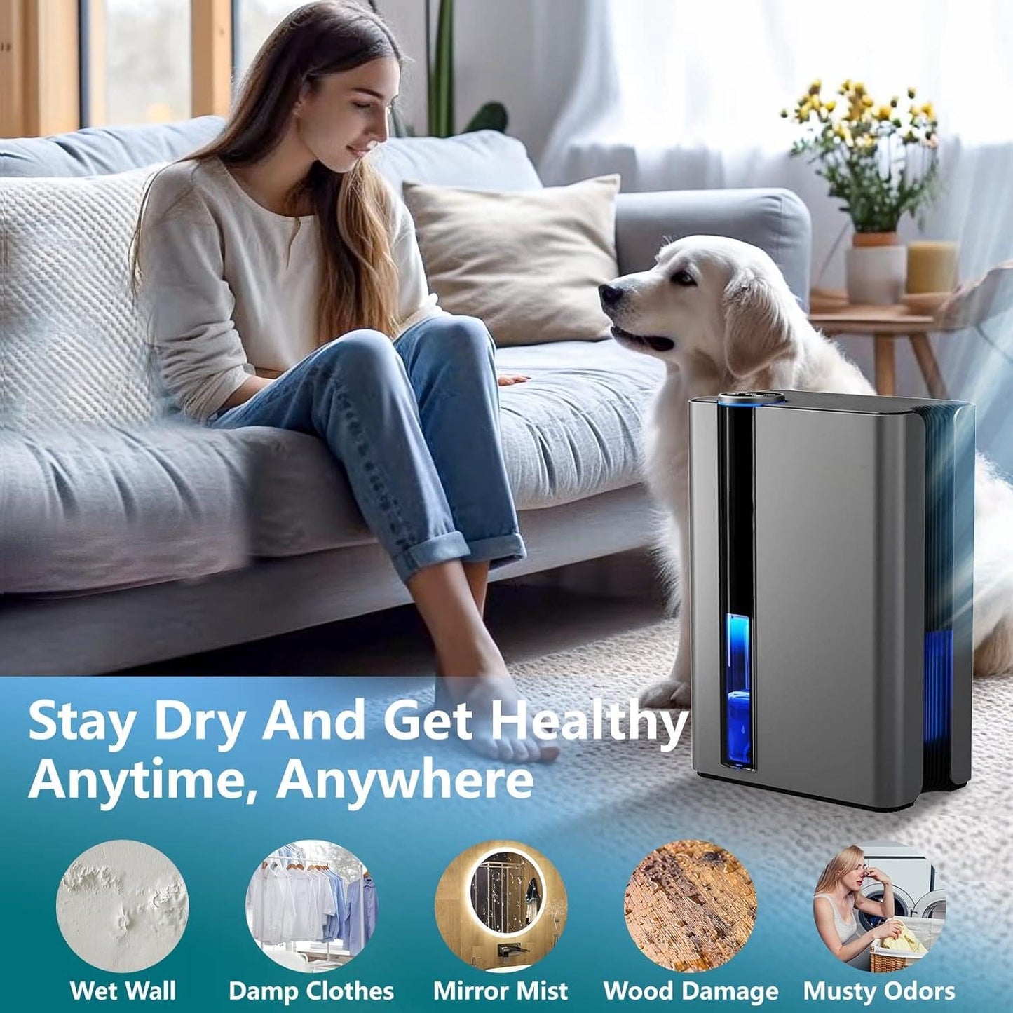 Karmotte 2800ml Dehumidifier for Home with Reusable Filter, Gray Size DEMO