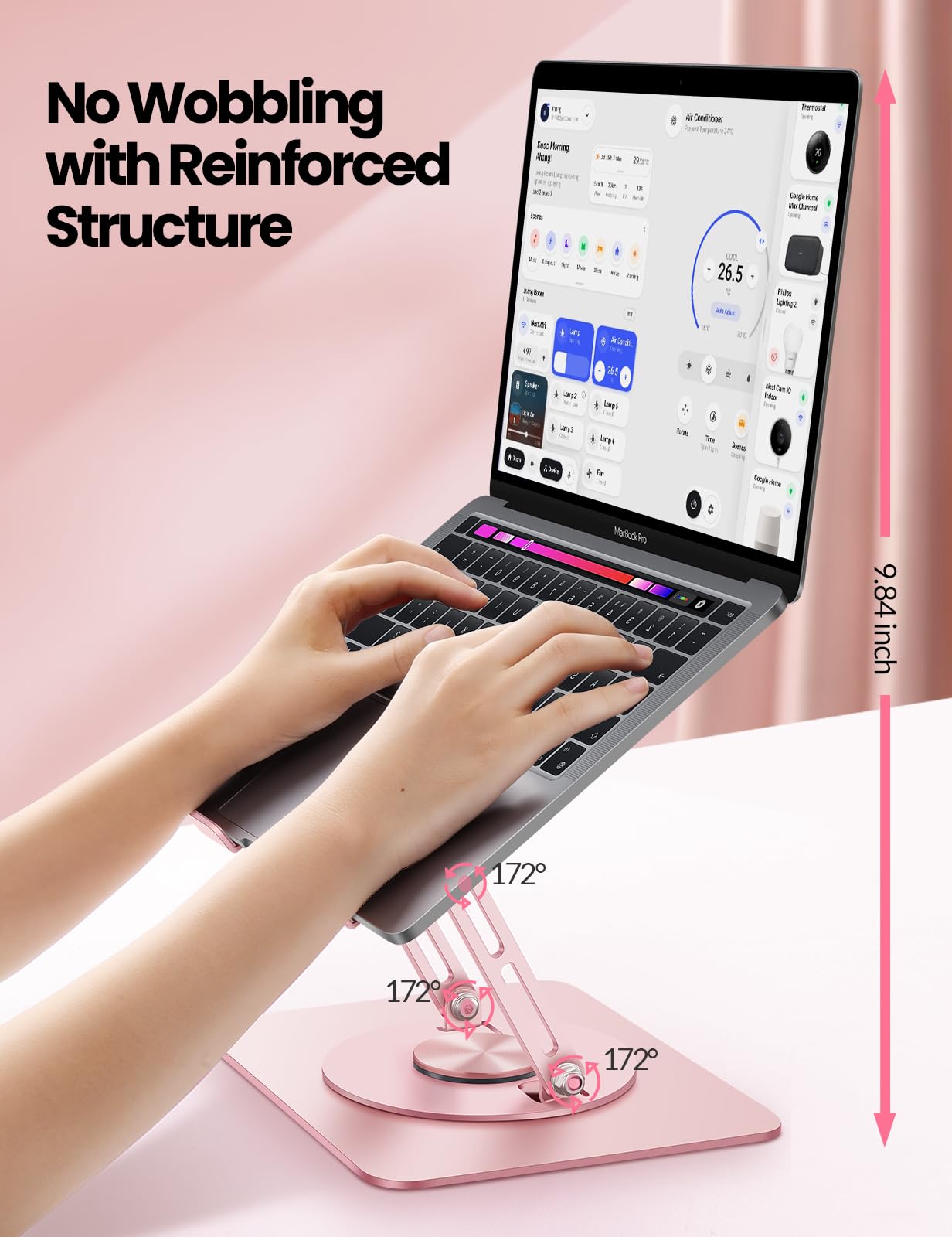 Adjustable 360° Stands Rotating Foldable Laptop Stand for Home Office, Pink NEW