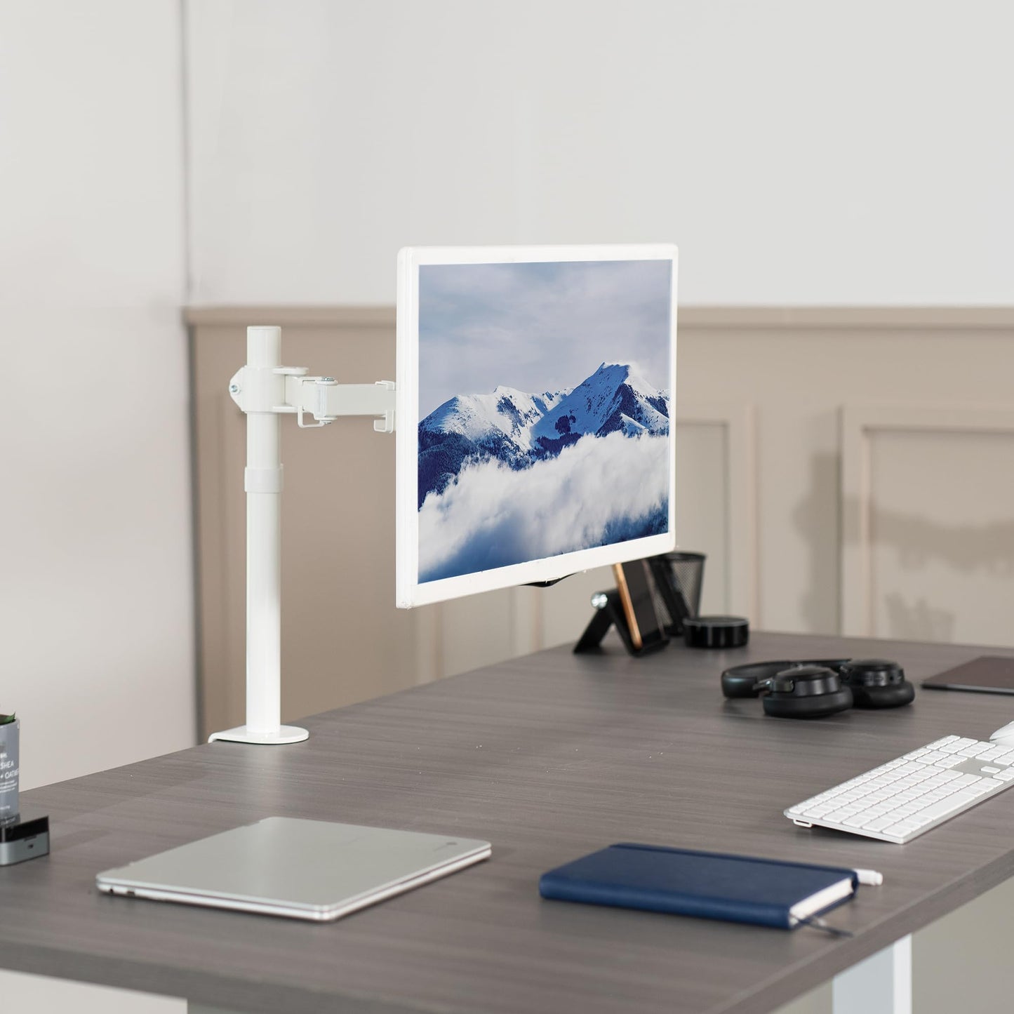 VIVO Adjustable LCD Monitor Desk Mount Stand with Fully Articulating Arm White