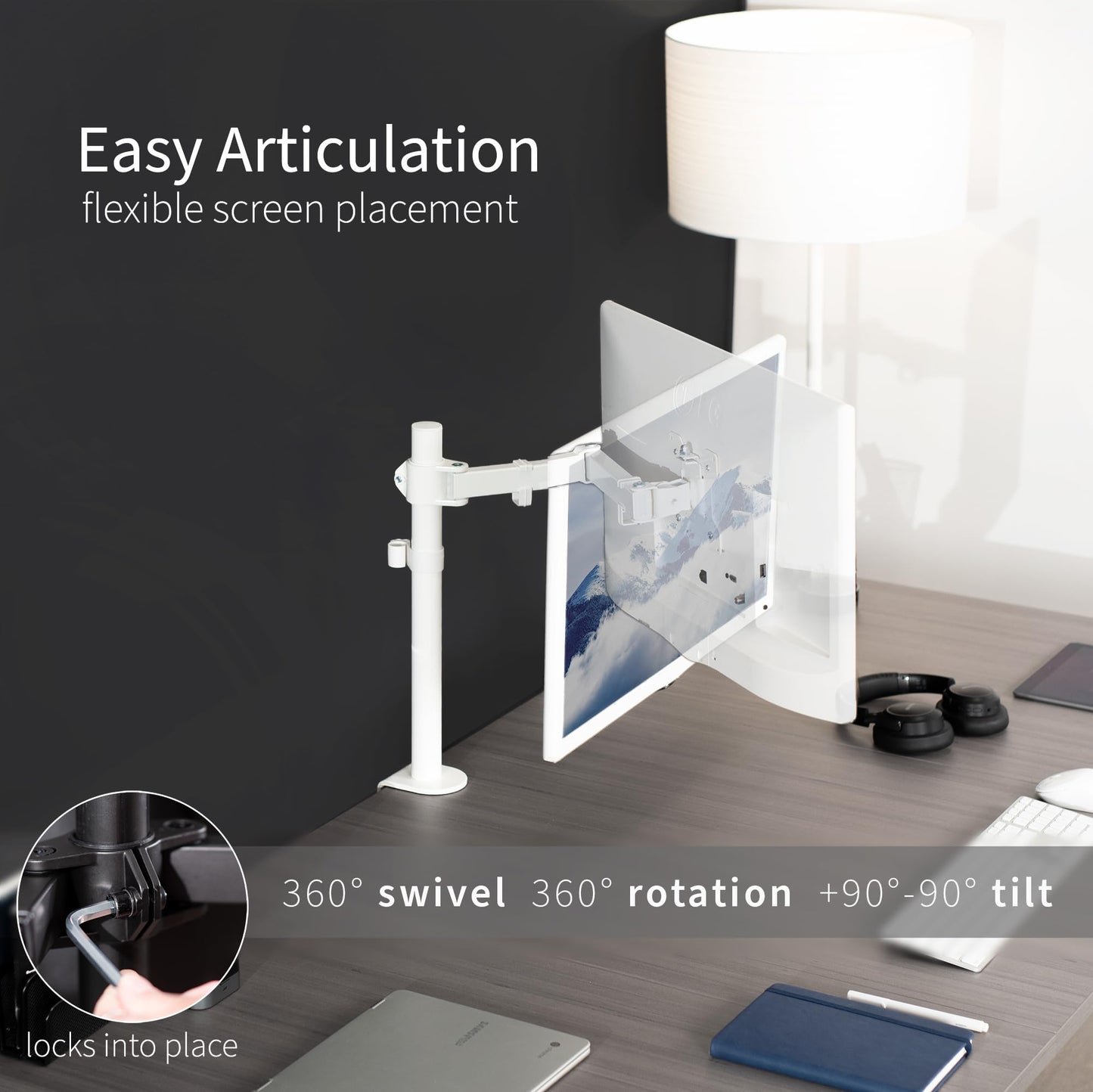 VIVO Adjustable LCD Monitor Desk Mount Stand with Fully Articulating Arm White