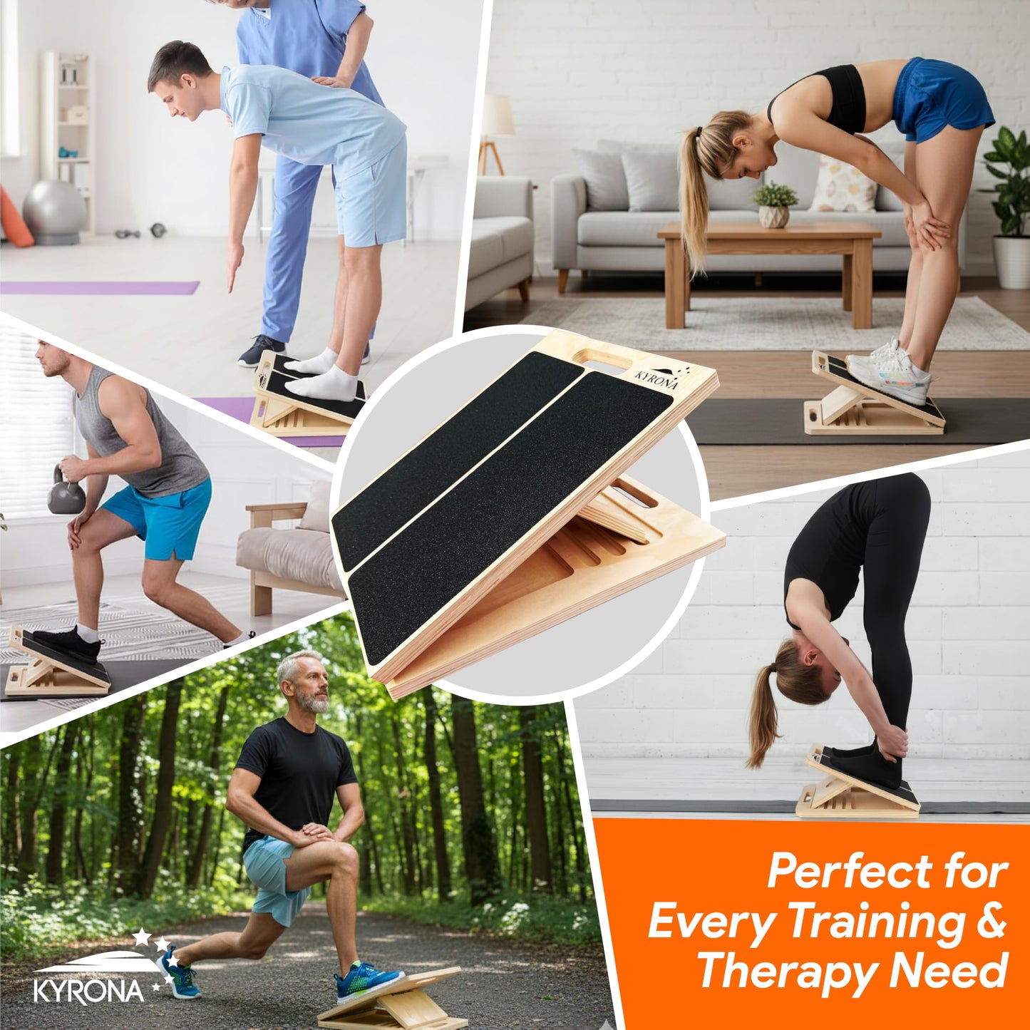 KYRONA Balance Trainers Calf Stretching Squat Wedge Ankle Mobility Brown DEMO