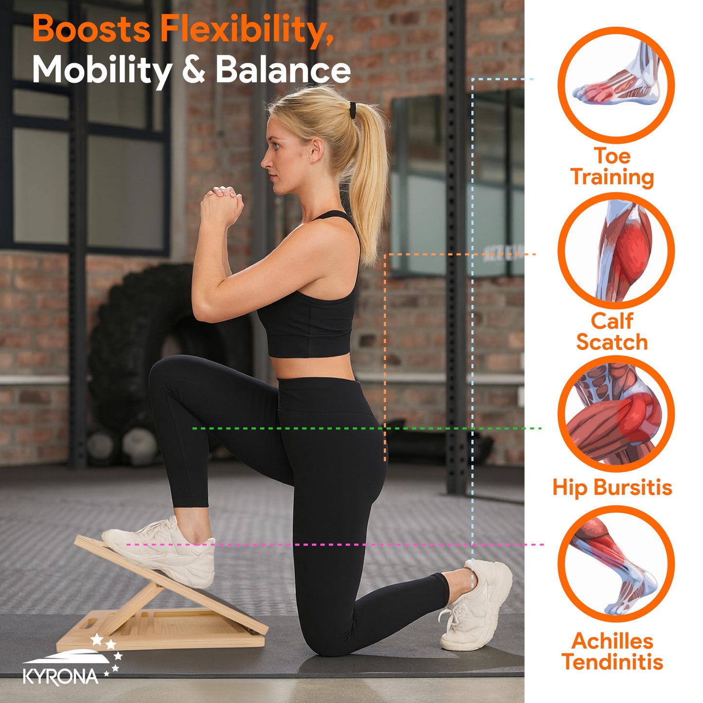 KYRONA Balance Trainers Calf Stretching Squat Wedge Ankle Mobility Brown DEMO