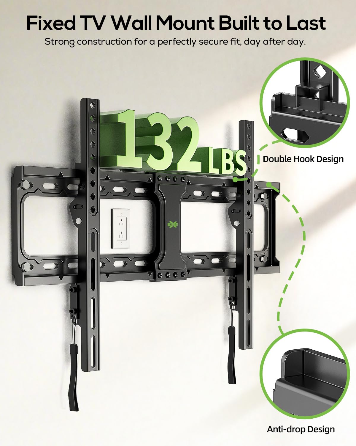 USX MOUNT Heavy Duty TV Wall for 37-84 Inch TVs up to 132 Lbs Black NEW