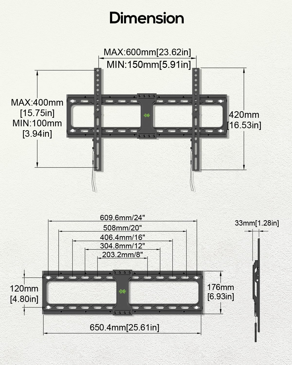 USX MOUNT Heavy Duty TV Wall for 37-84 Inch TVs up to 132 Lbs Black NEW