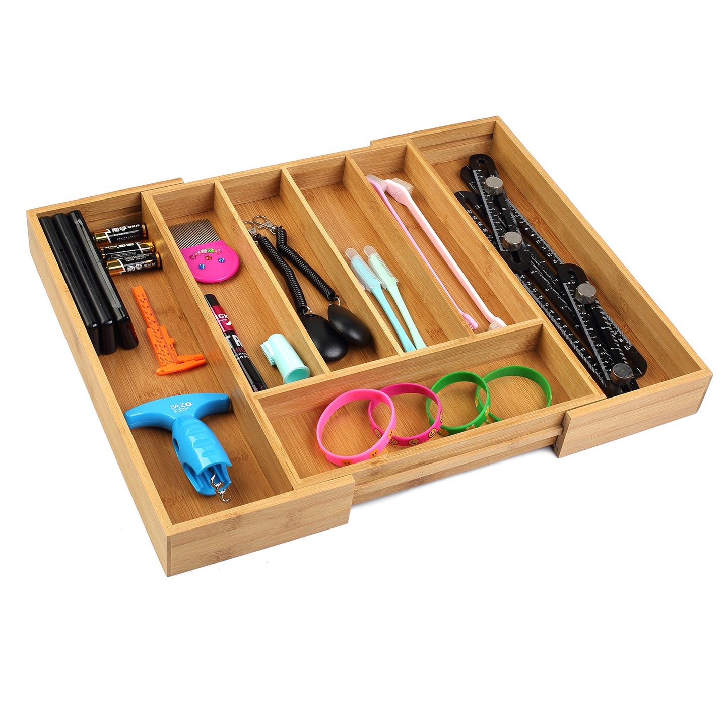 Utoplike Expandable Bamboo Cutlery Organizer Tray for Kitchen Drawers NEW