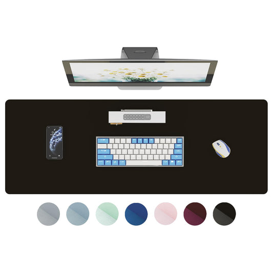 DAWNTREES Large Leather Desk Mat and Mouse Pad, Black, 100 x 40 cm NEW