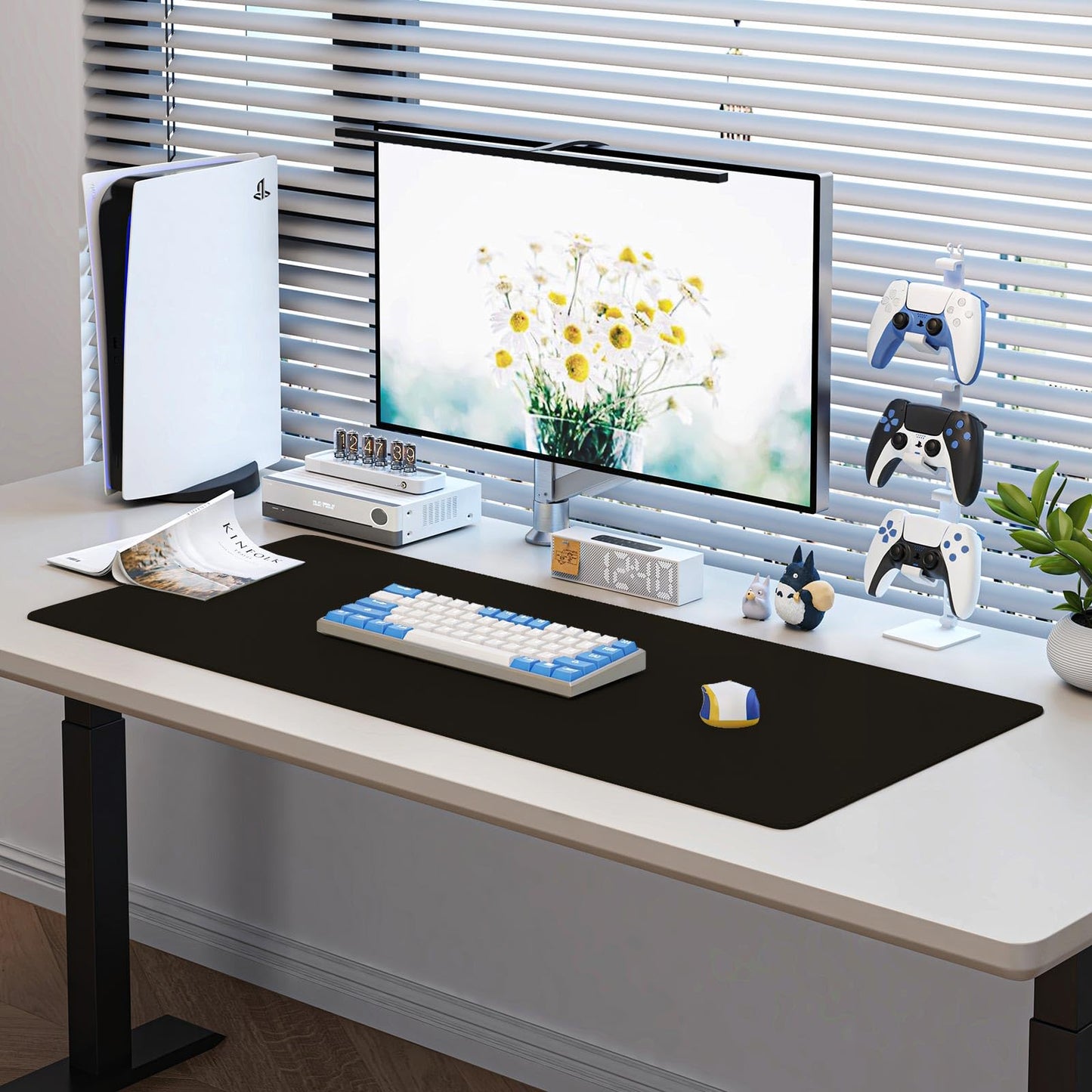 DAWNTREES Large Leather Desk Mat and Mouse Pad, Black, 100 x 40 cm NEW