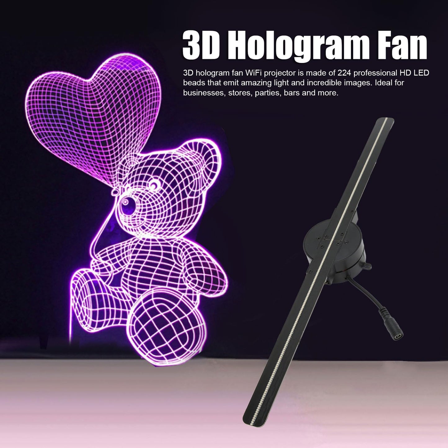 16.5-Inch Hologram Projectors Projector with 224 LED Lights for Video NEW