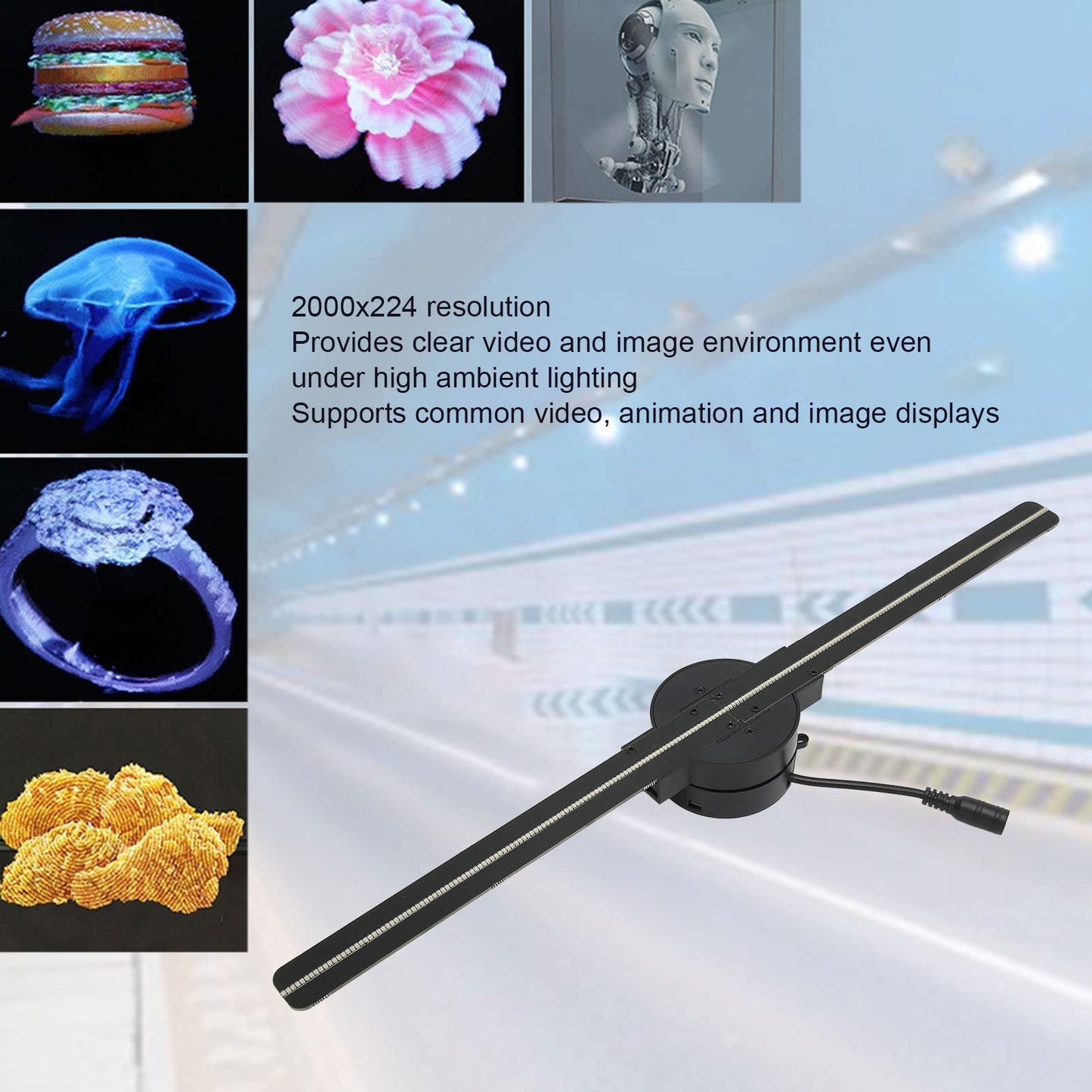 16.5-Inch Hologram Projectors Projector with 224 LED Lights for Video NEW
