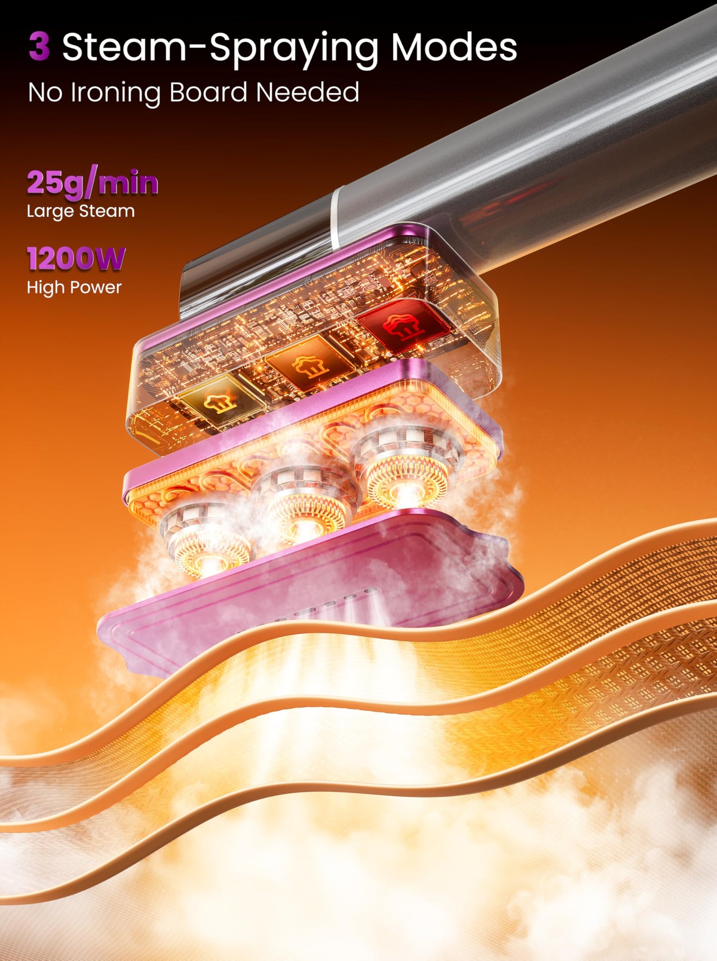 Handheld Garment Steamer Iron for Clothes in Grey and Purple - Powerful DEMO