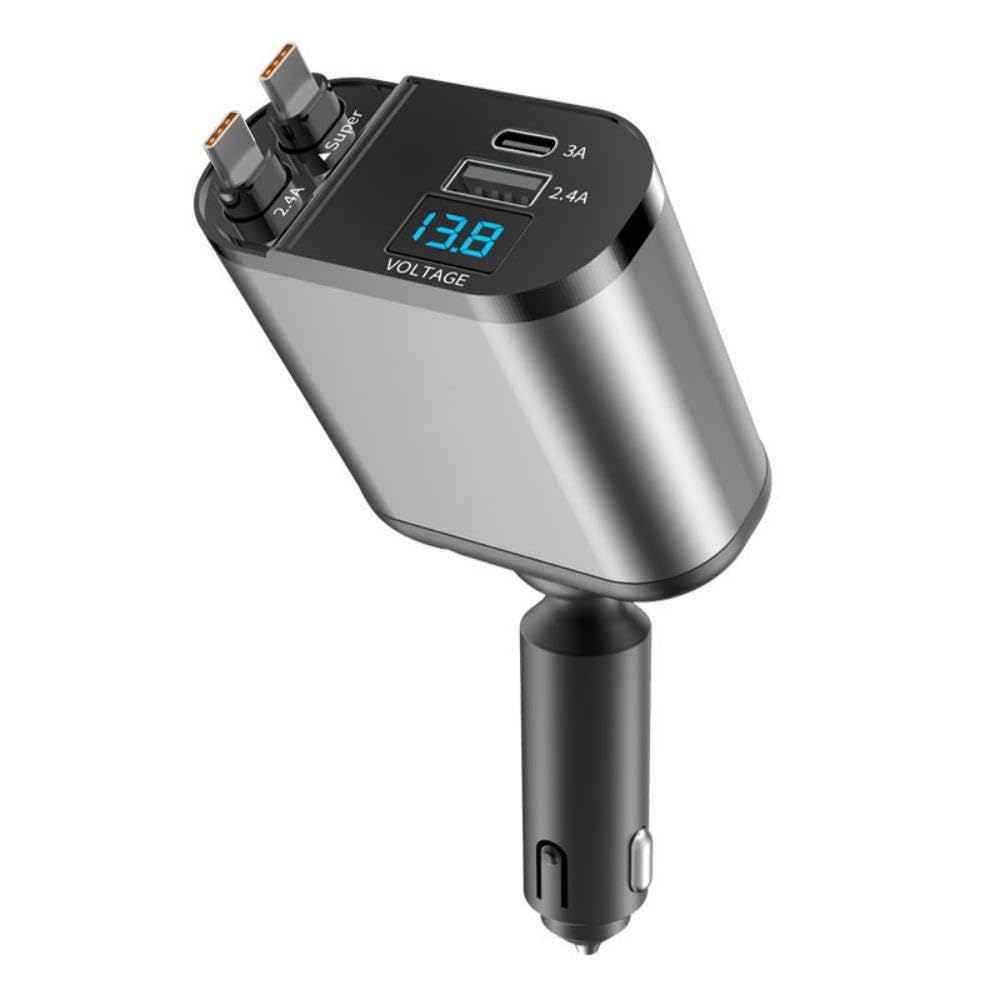 4-in-1 Fast Automobile Chargers Charging Car Charger with Dual Type C DEMO