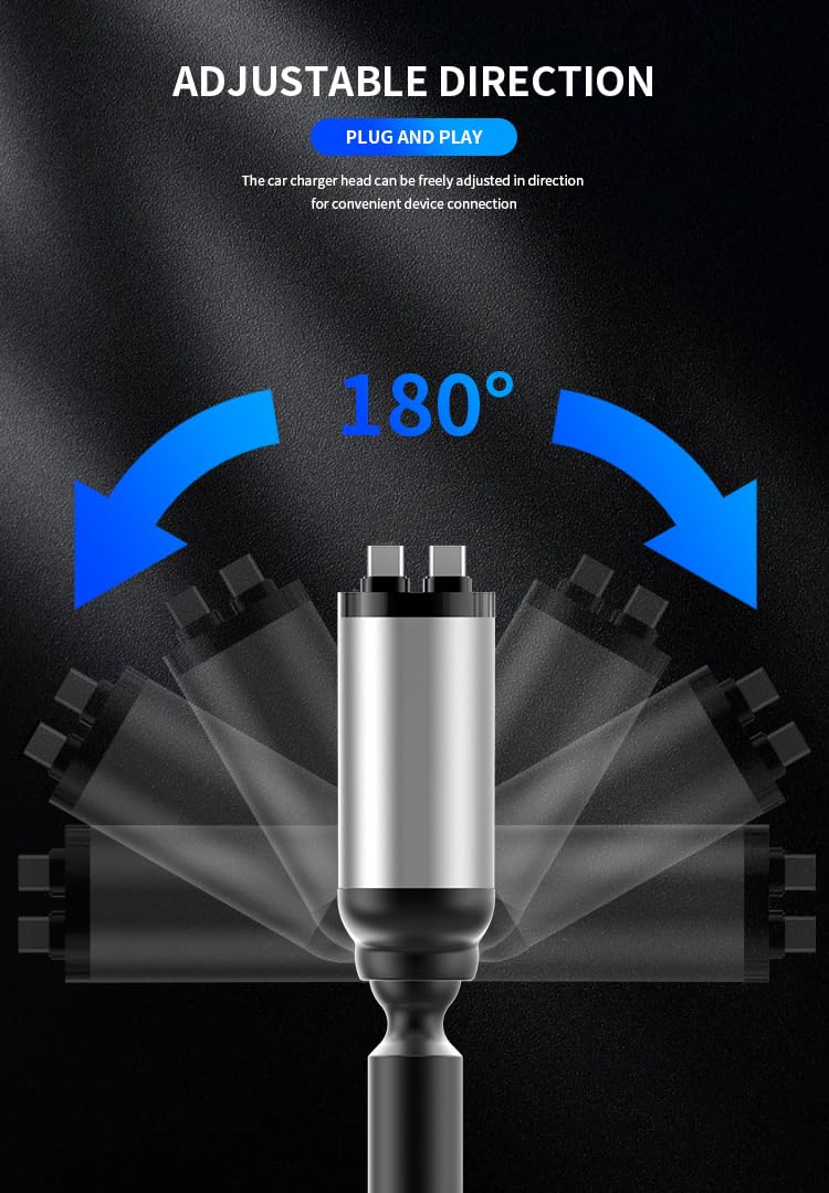 4-in-1 Fast Automobile Chargers Charging Car Charger with Dual Type C DEMO