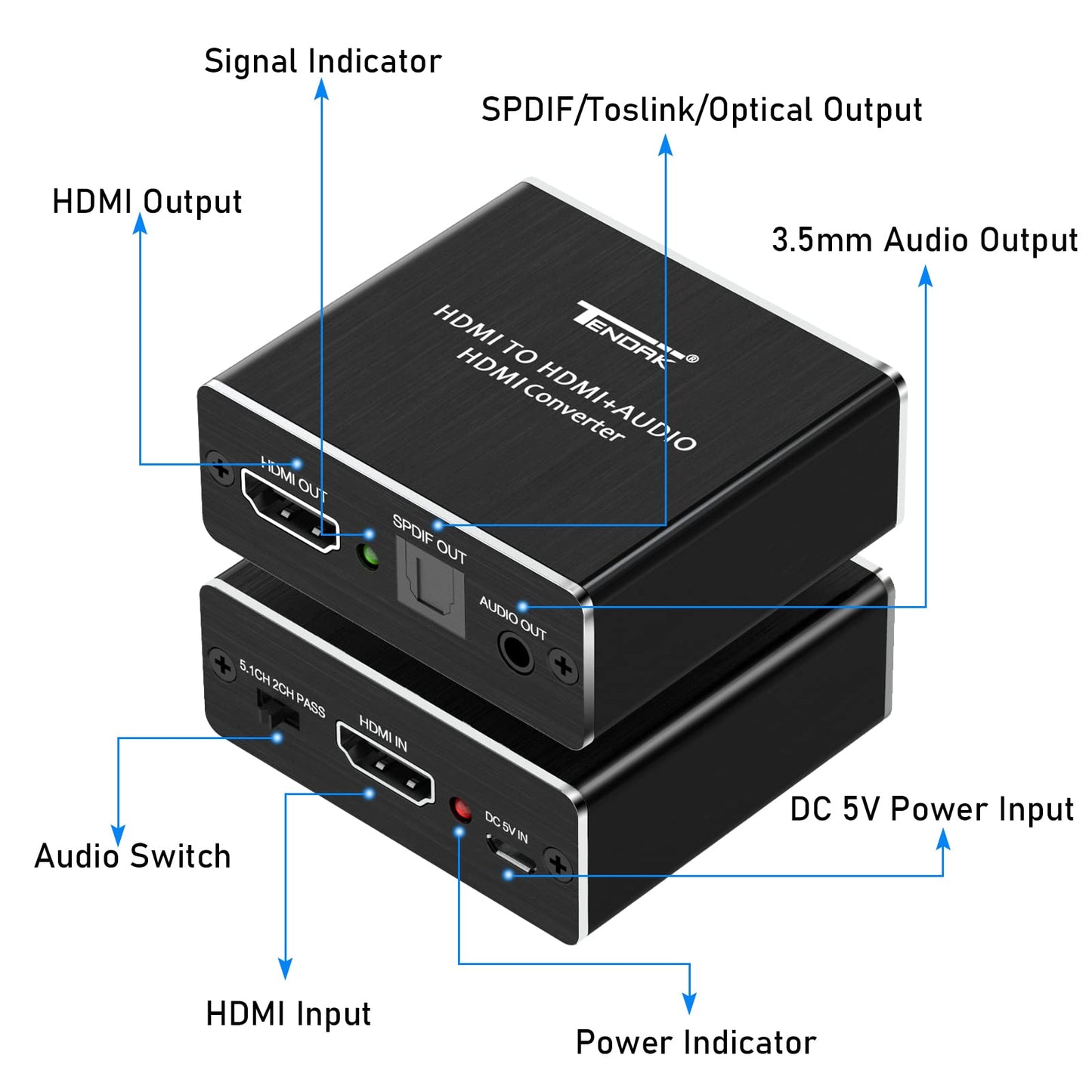 Tendak 4K HDMI to Optical TOSLINK SPDIF Audio Converter - Grey Video DEMO
