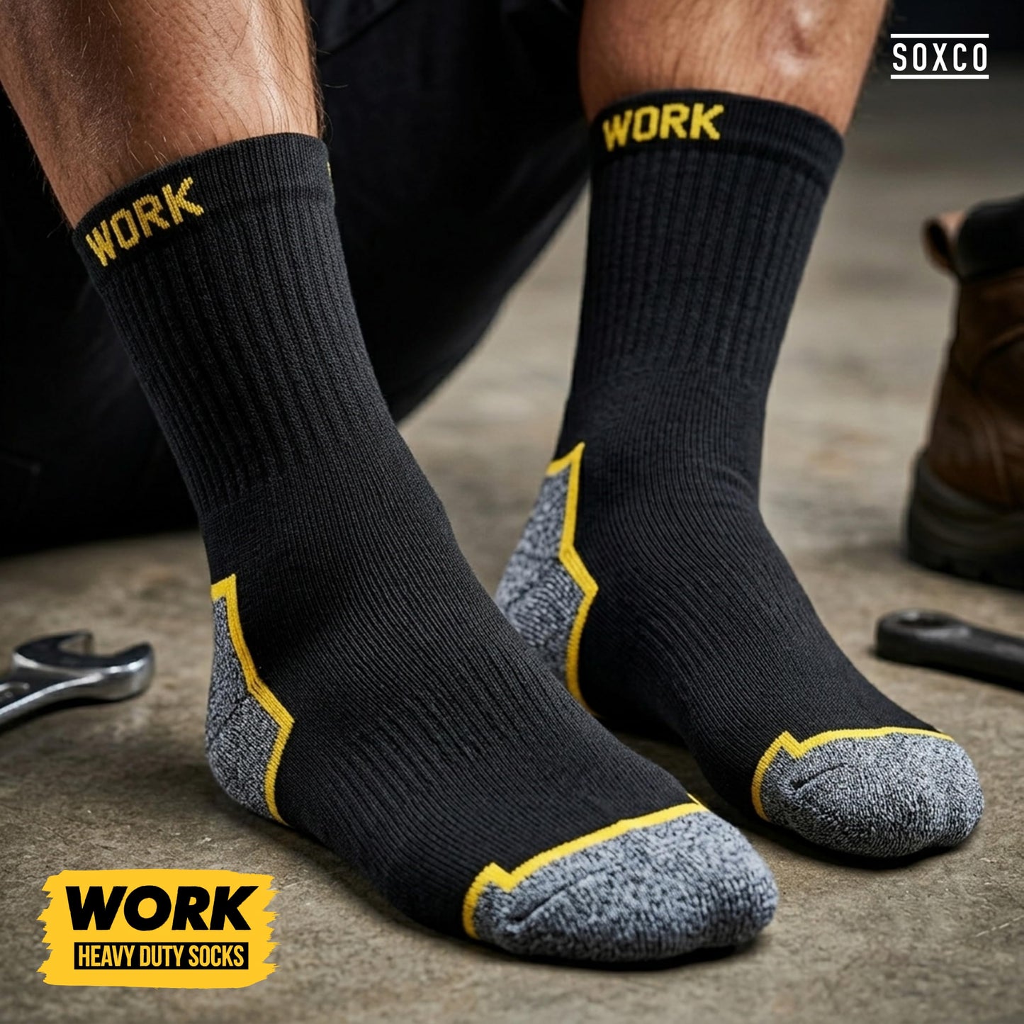 SOXCO Mens Breathable Crew Socks - Comfortable Black Pairs NEW