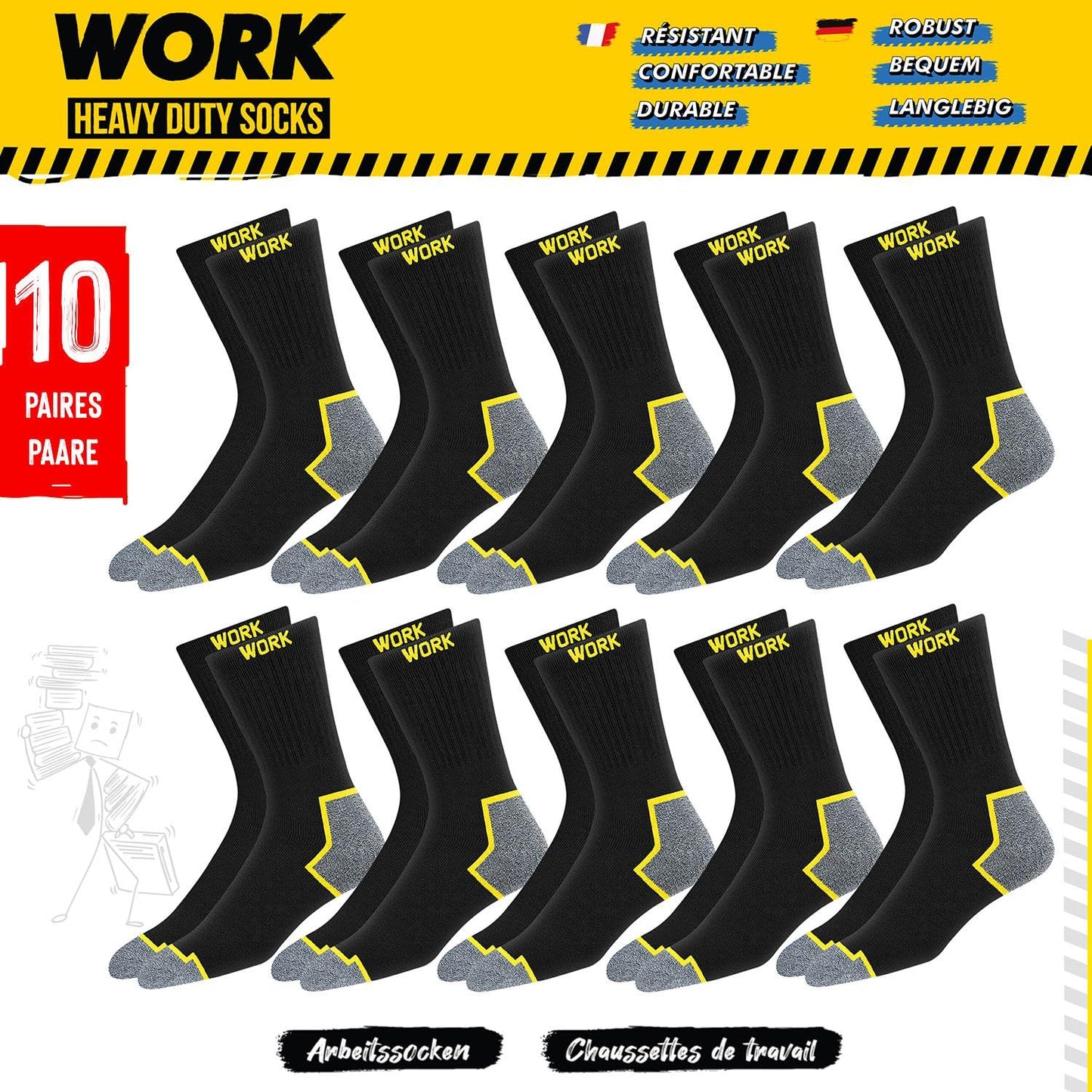 SOXCO Mens Breathable Crew Socks - Comfortable Black Pairs NEW