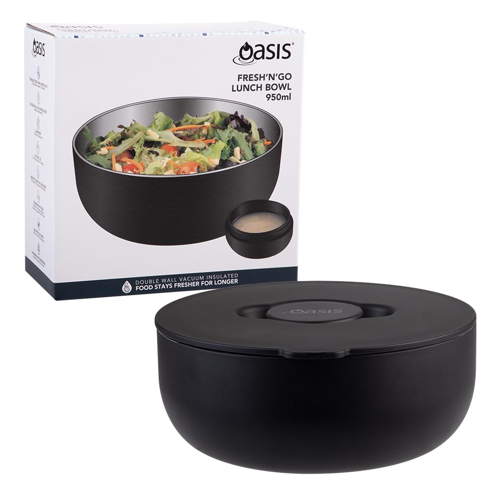 Oasis Insulated Stainless Steel Lunch Box, 950ml Capacity, Black Color Size NEW