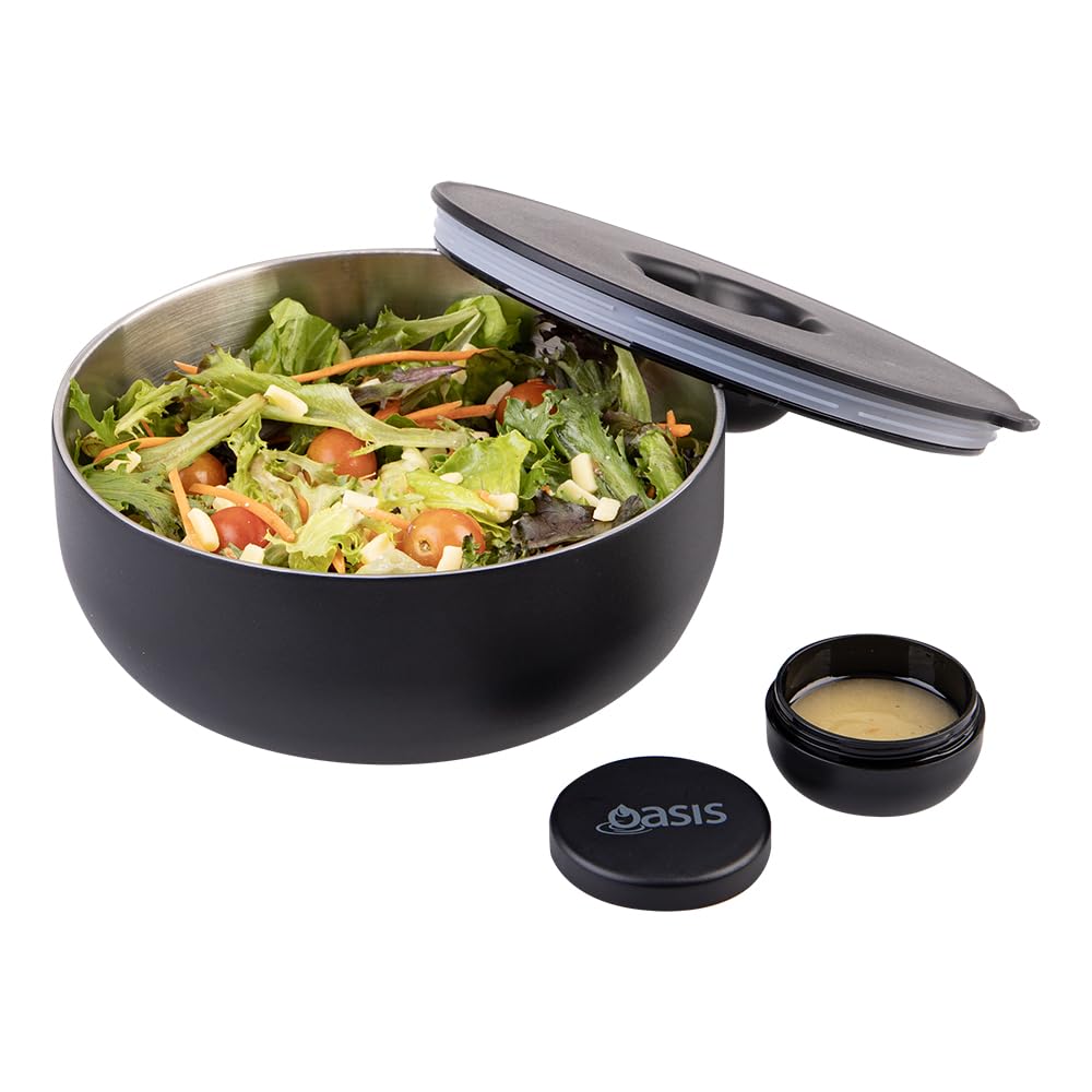 Oasis Insulated Stainless Steel Lunch Box, 950ml Capacity, Black Color Size NEW