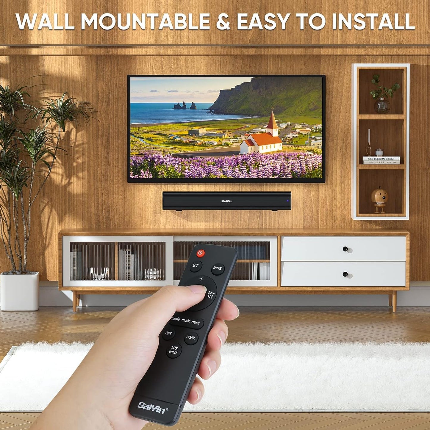 Saiyin Compact Soundbar Speaker with 3 Equalizer Modes in Black NEW