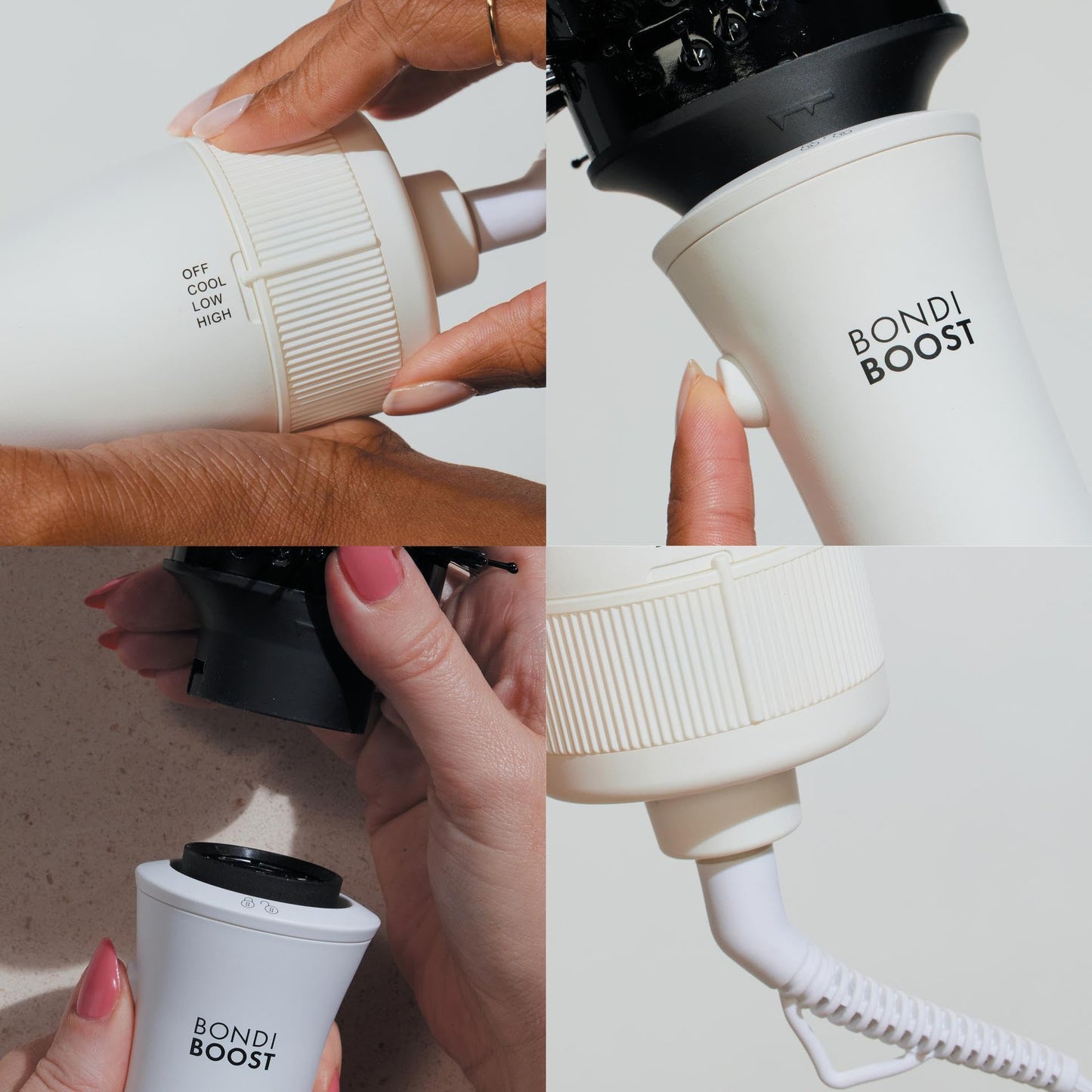 BondiBoost White Hairbrushes Oval Hair Dryer Brush - Plastic Hairbrush for NEW
