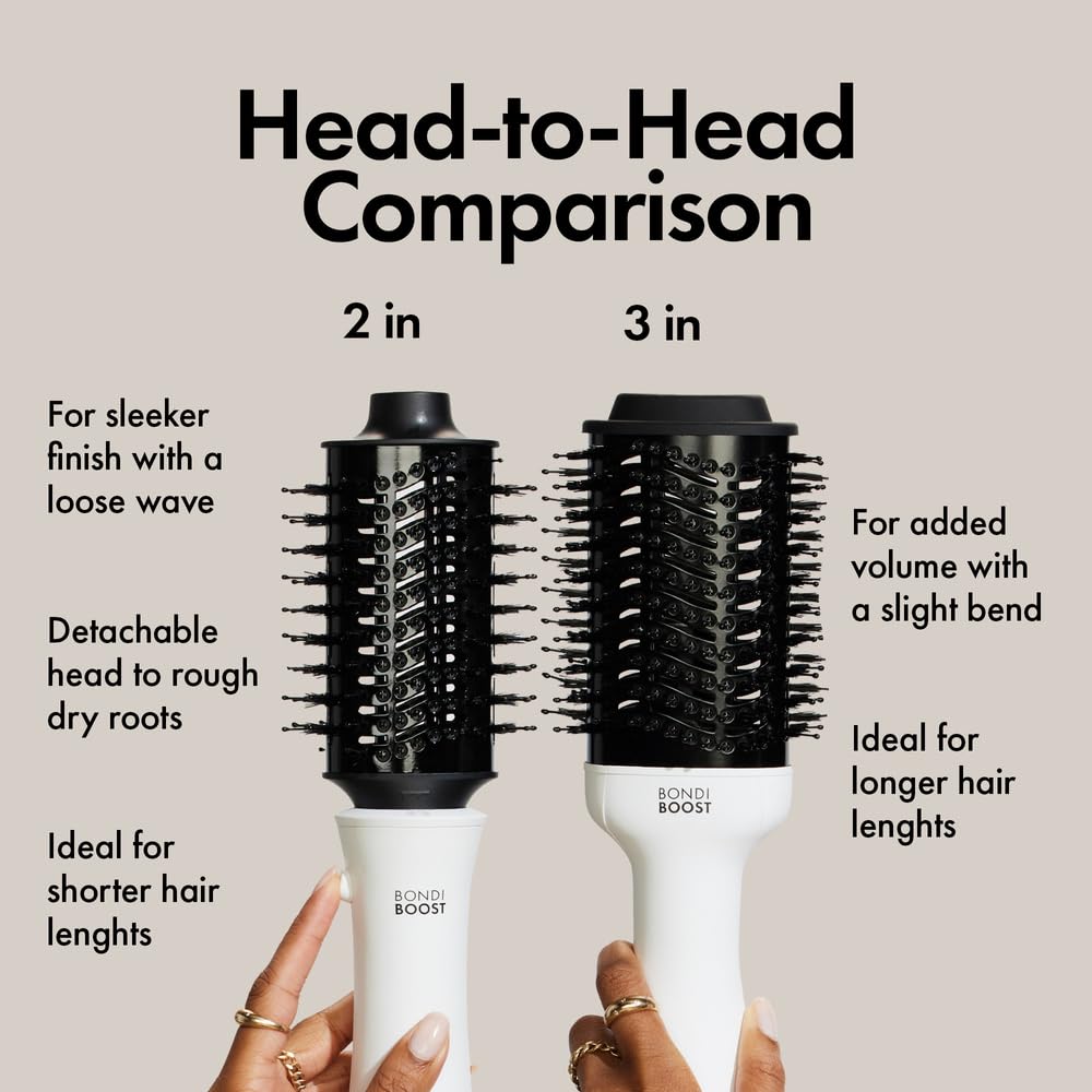 BondiBoost White Hairbrushes Oval Hair Dryer Brush - Plastic Hairbrush for NEW