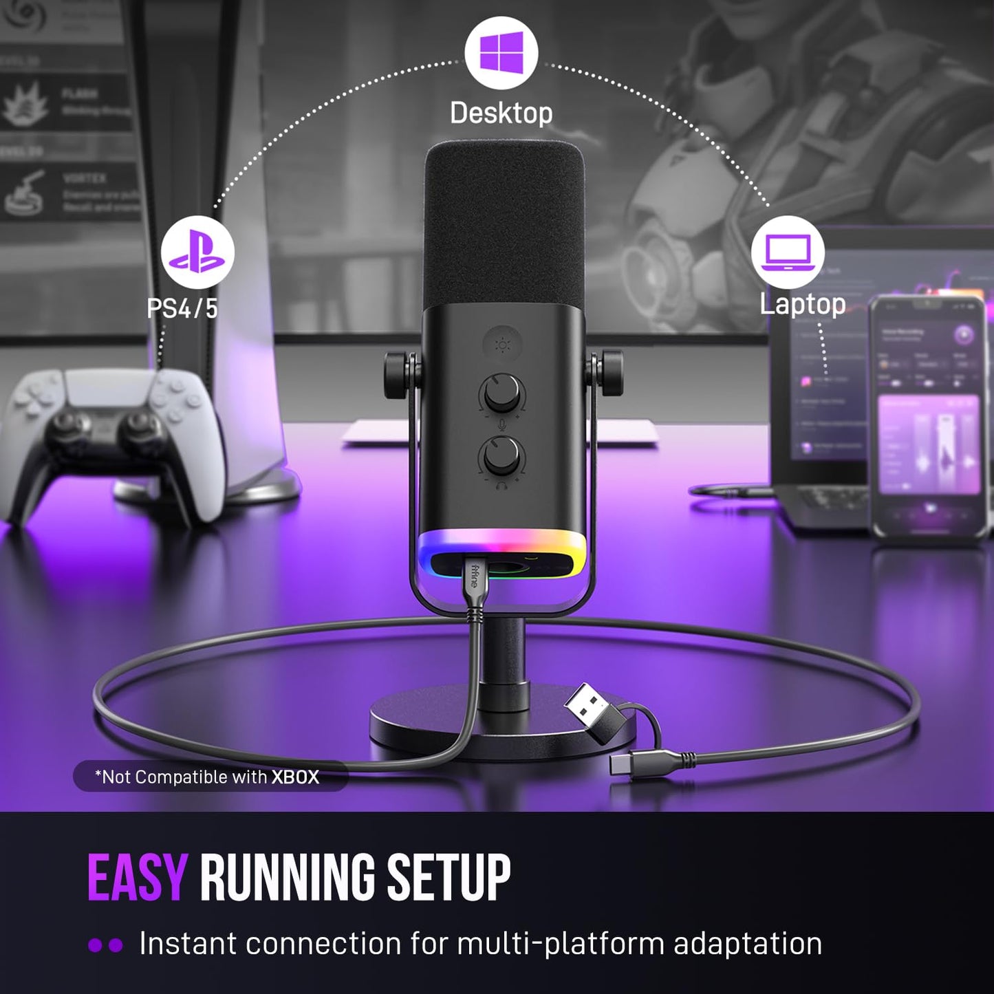 FIFINE Dynamic Microphone for Podcast Recording, PC Gaming, Streaming, DEMO