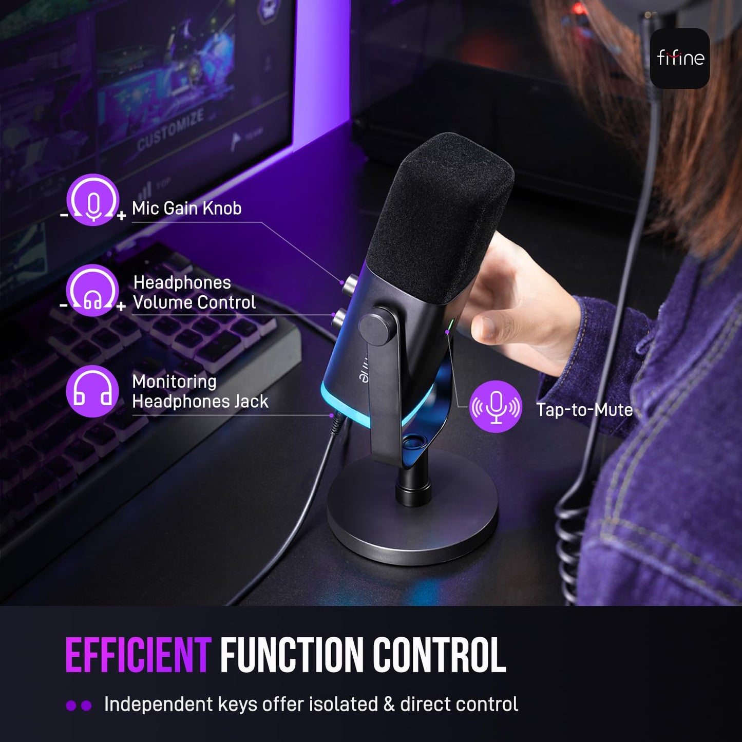 FIFINE Dynamic Microphone for Podcast Recording, PC Gaming, Streaming, DEMO