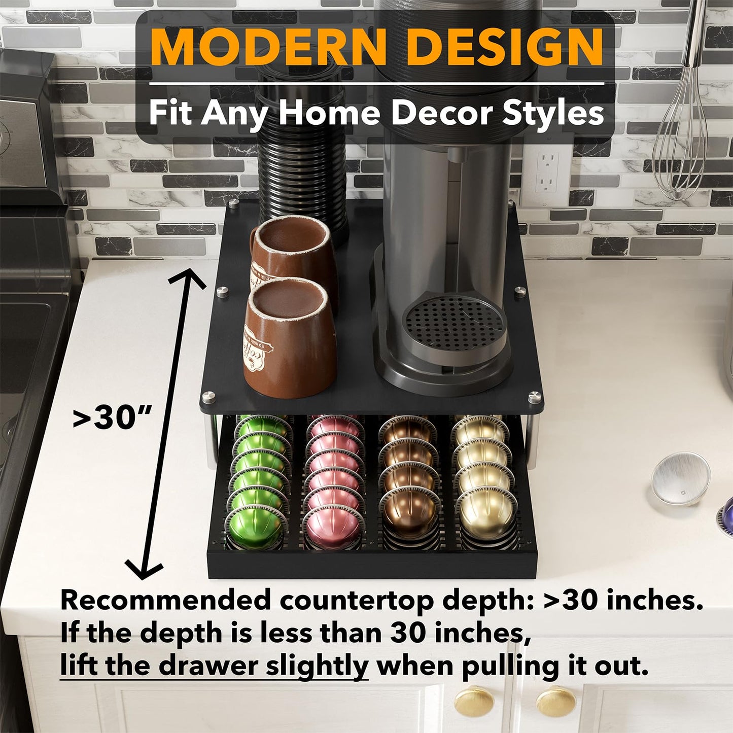SpaceAid Bamboo Coffee Pod Holder Drawer Storage for Nespresso Vertuo NEW