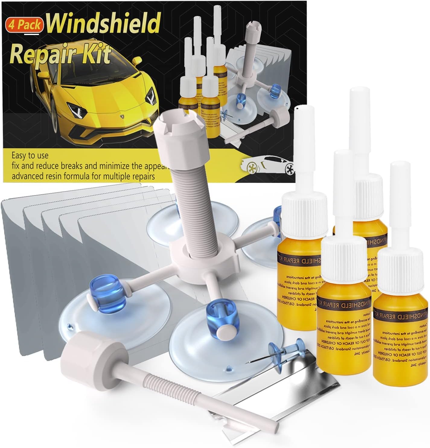 Windshield Repair Kit for Fixing Chips, Cracks & Scratches in Car Glass NEW
