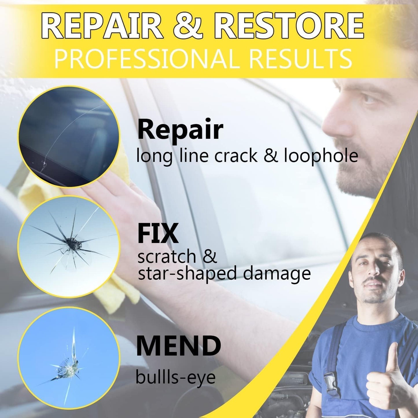 Windshield Repair Kit for Fixing Chips, Cracks & Scratches in Car Glass NEW